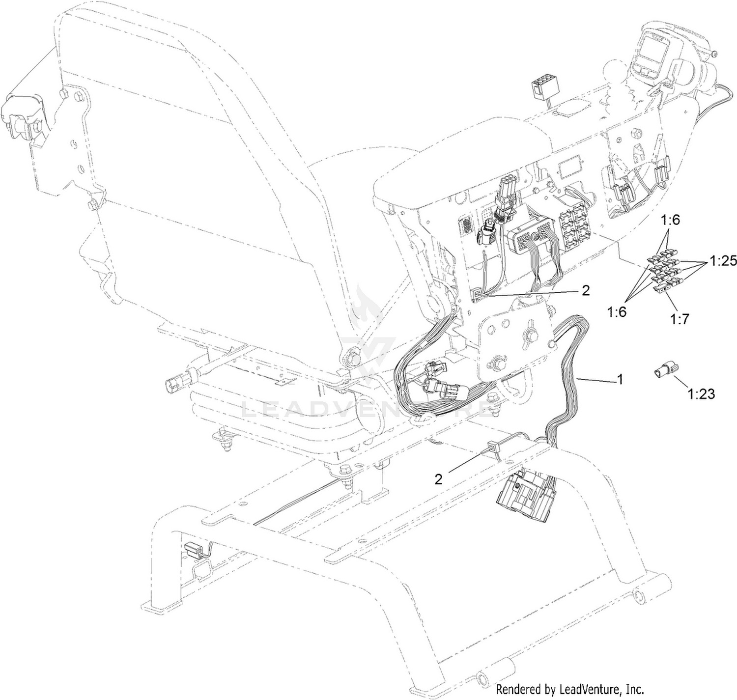 Seat and Control Arm Wiring Harness Assembly