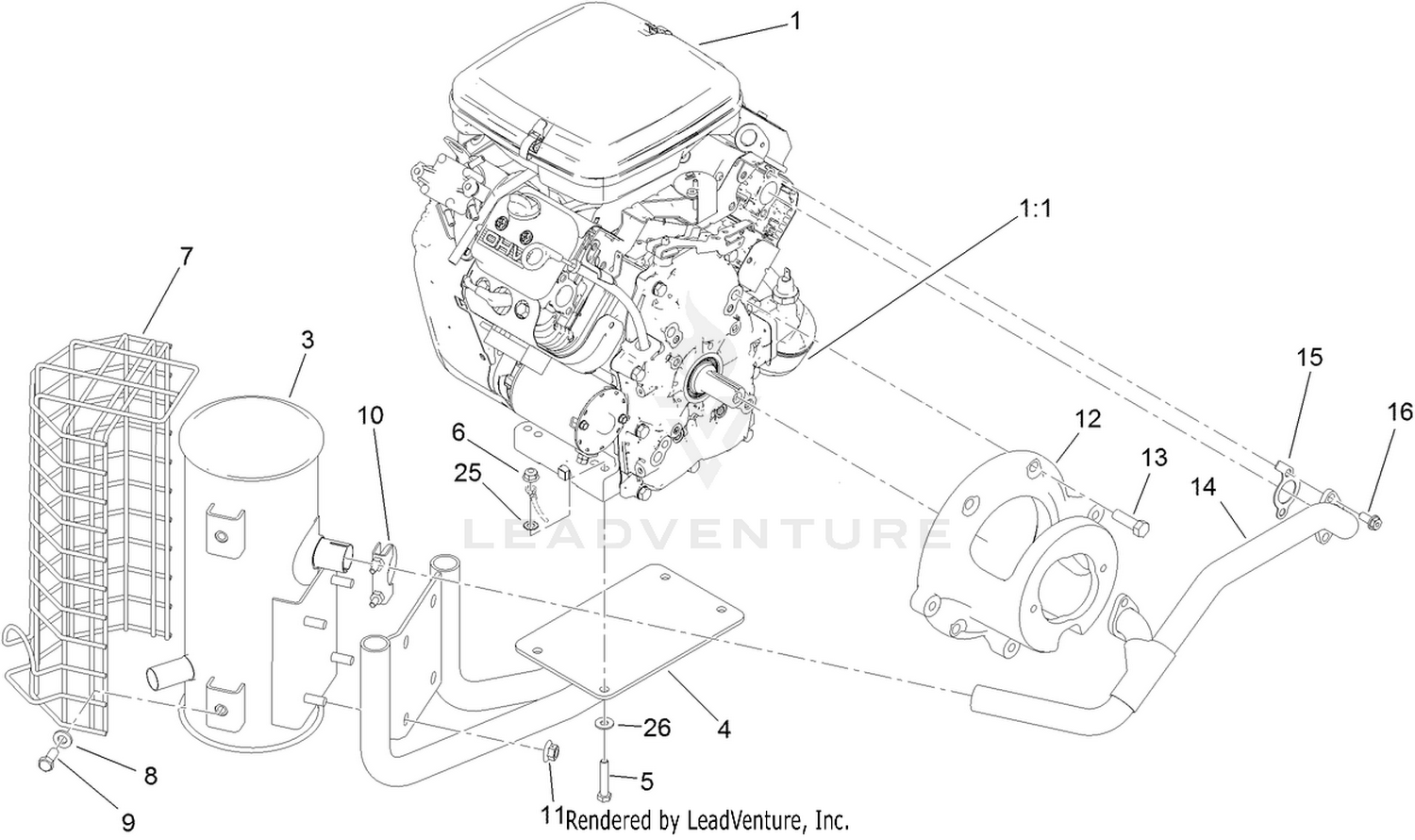 Engine and Exhaust Assembly