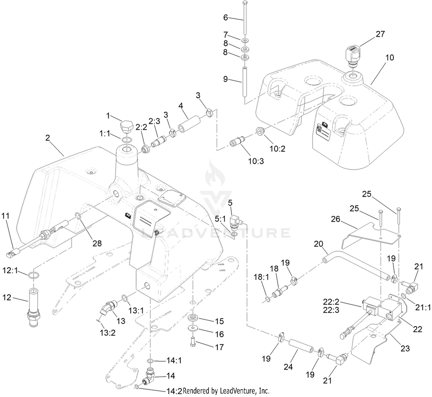 Hydraulic Tank and Leak Detector Assembly