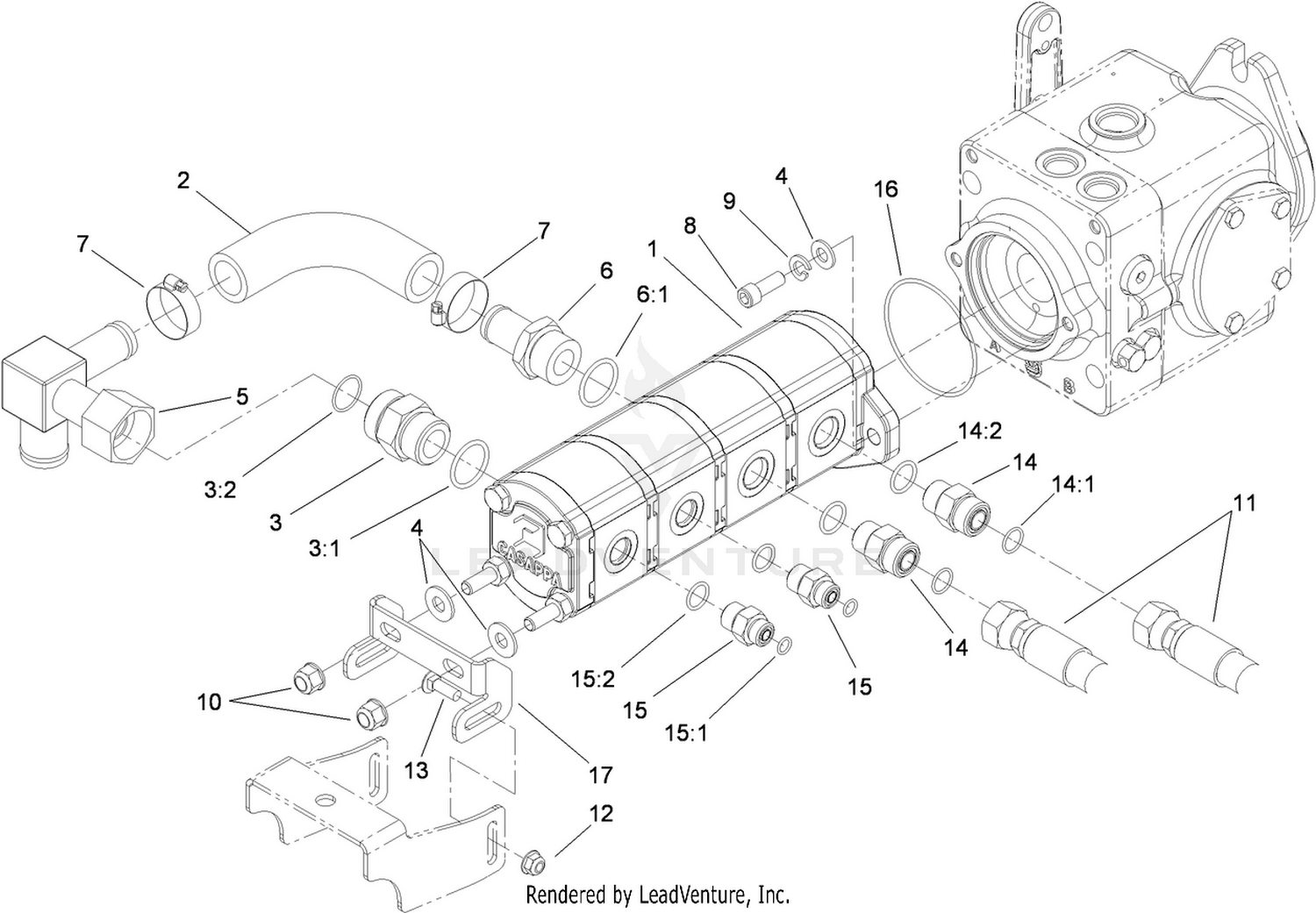 Gear Pump Hydraulic Plumbing Assembly