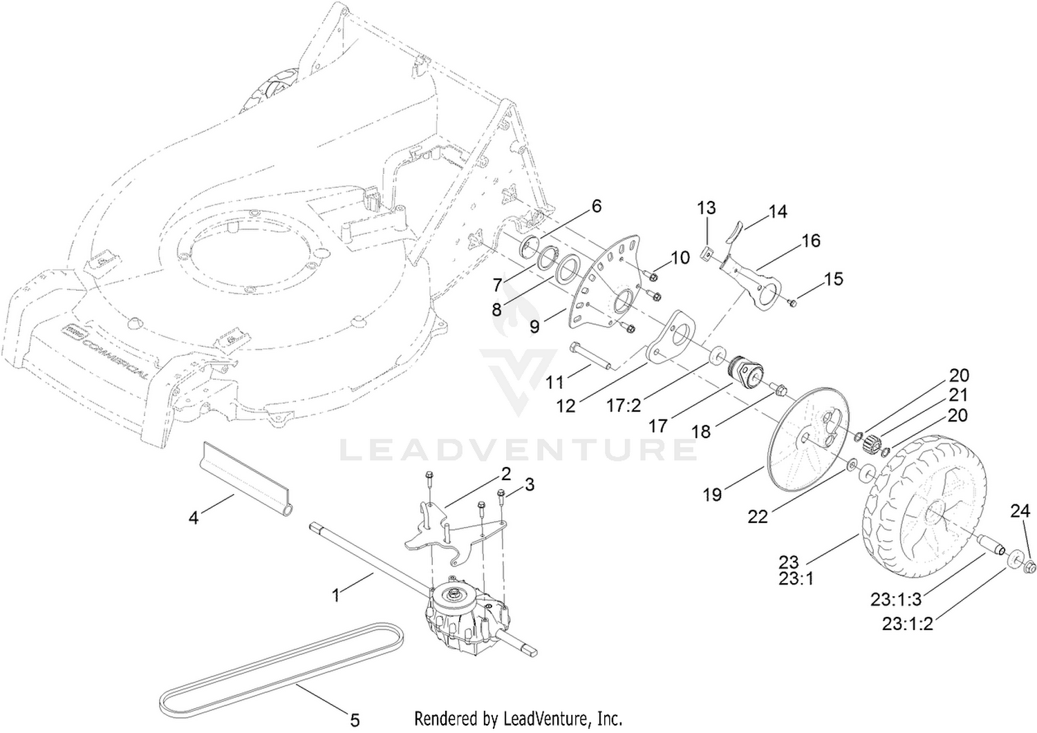 Transmission and Rear Wheel Assembly