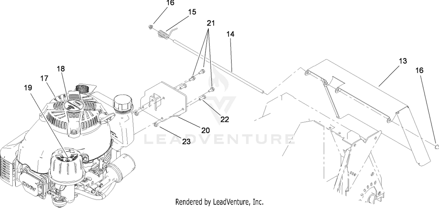 Engine and Rear Discharge Door Assembly
