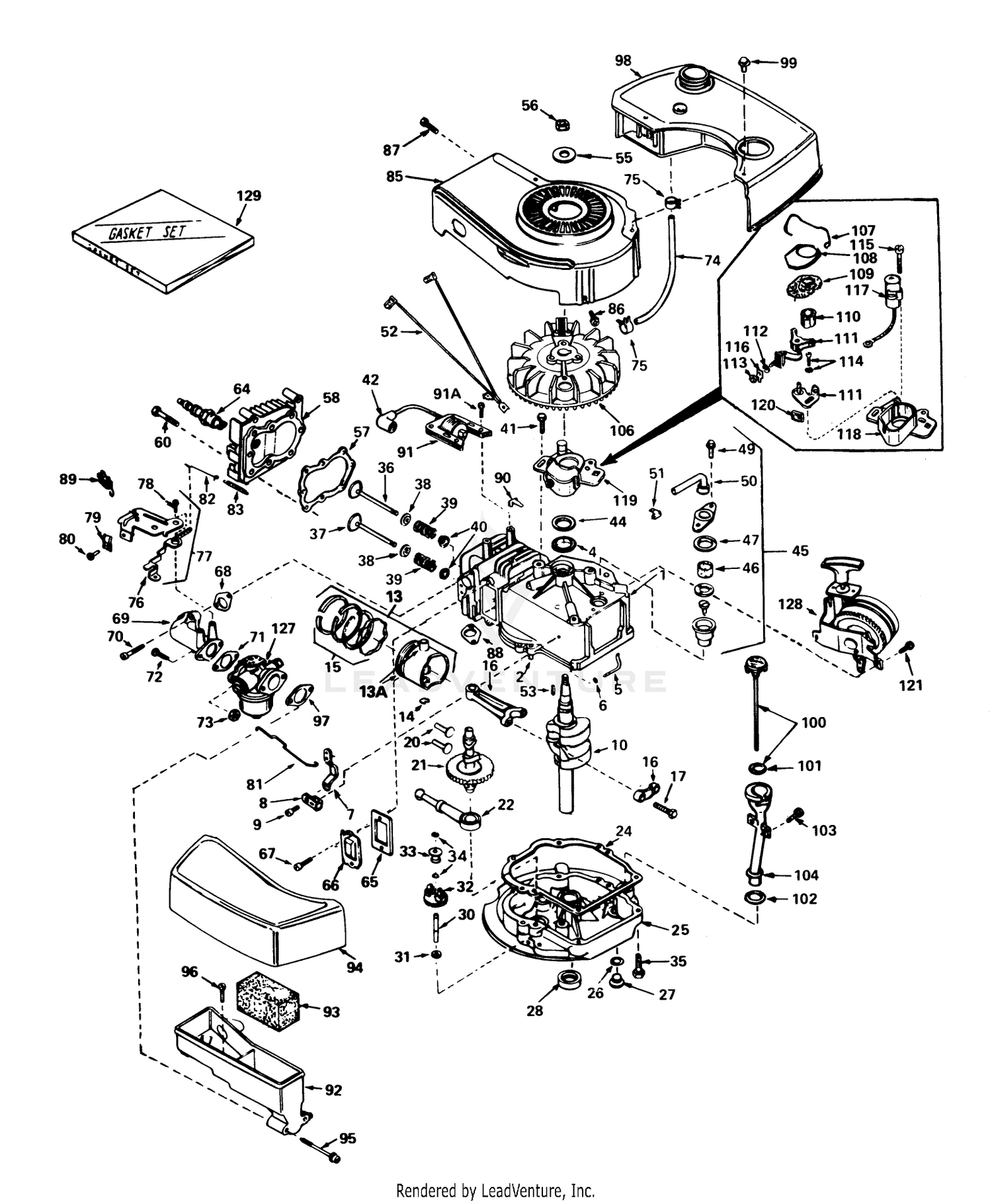 Engine Tecumseh Model No. Tnt 100-10068c