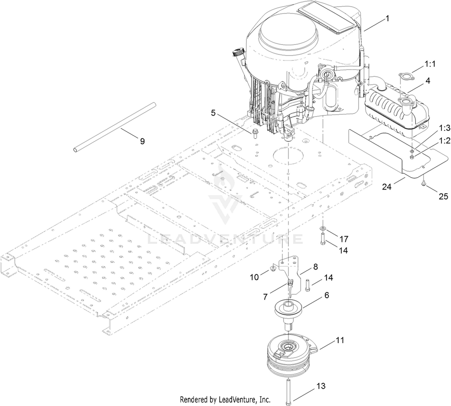 Engine, Muffler and Clutch Assembly
