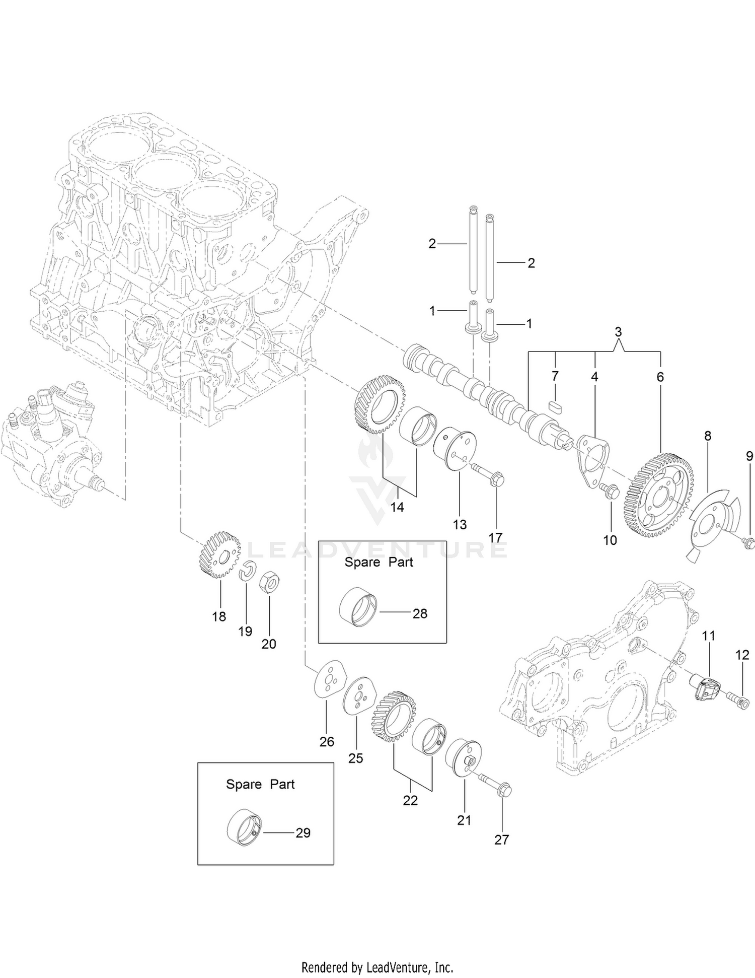 Camshaft and Driving Gear Assembly