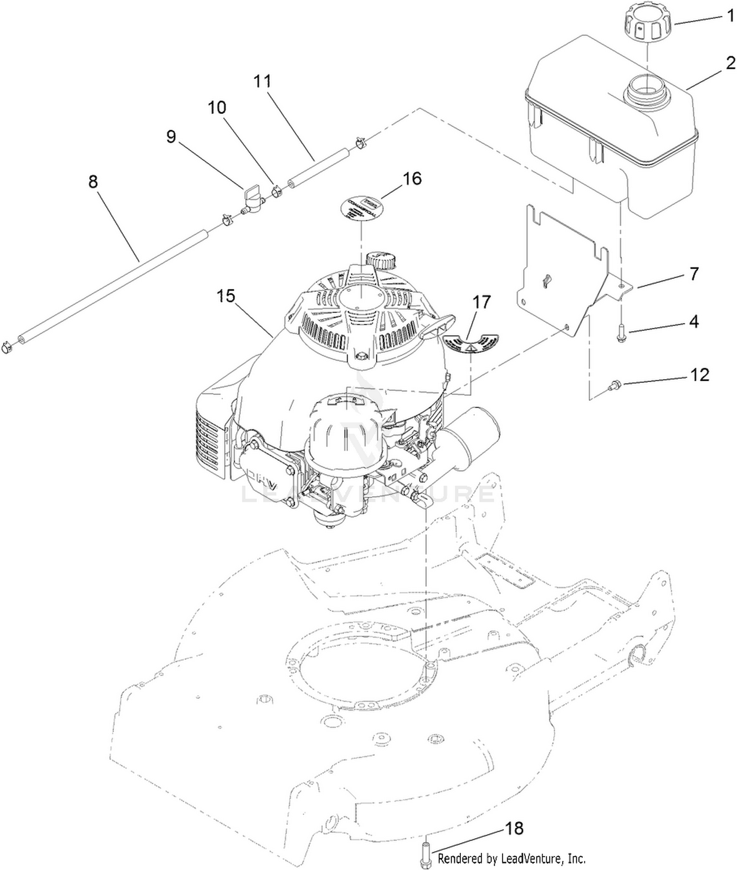 Engine and Fuel Tank Assembly