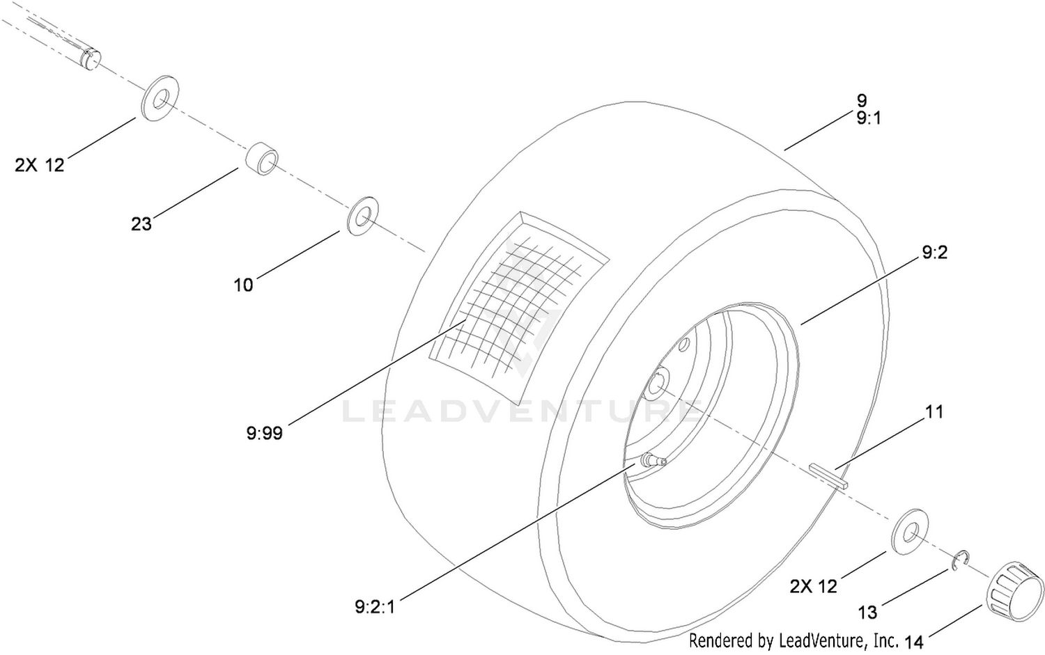 Rear Wheel and Tire Assembly