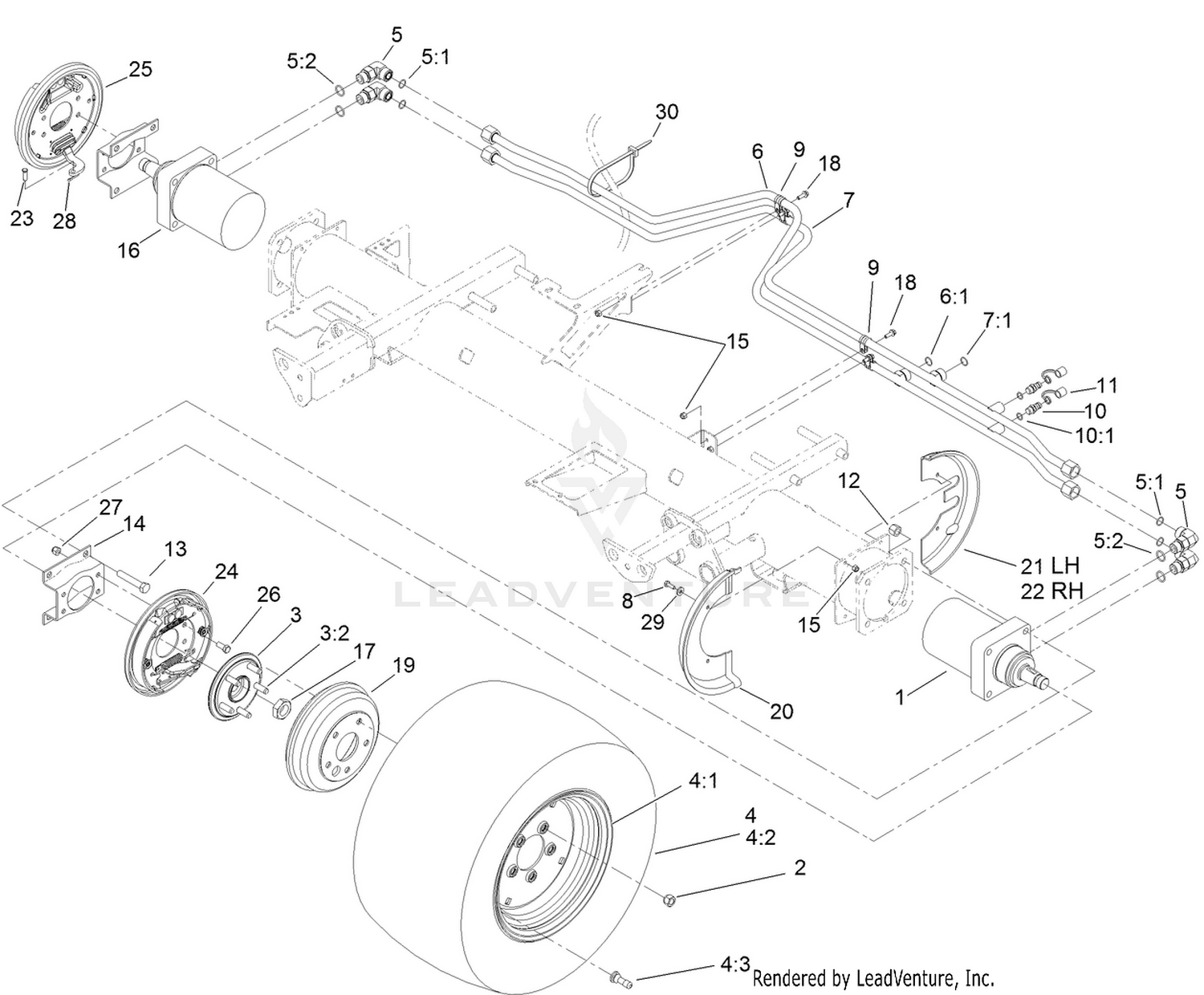 Front Wheel, Brake and Hydraulic Motor Assembly