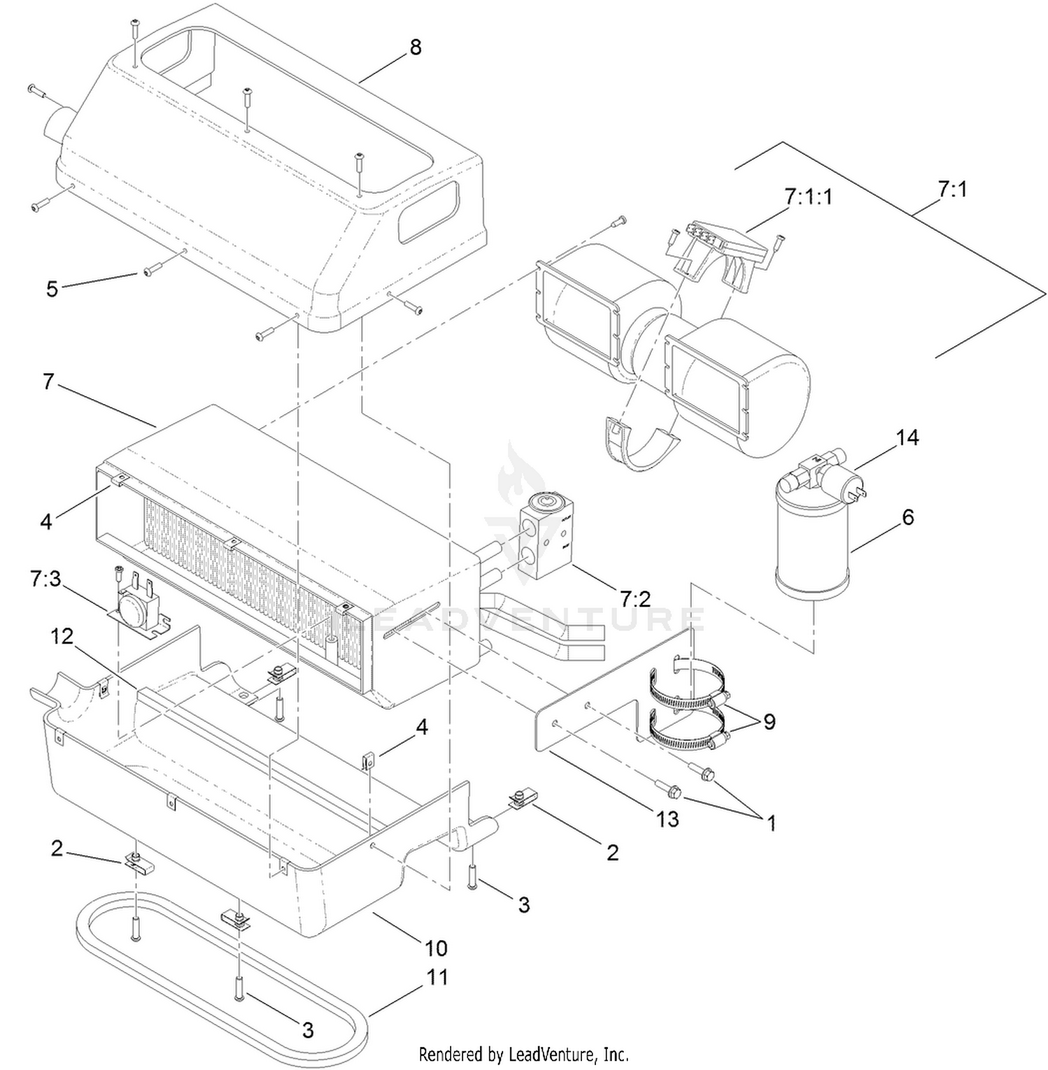 Cab A/C Heater and Evaporator Assembly