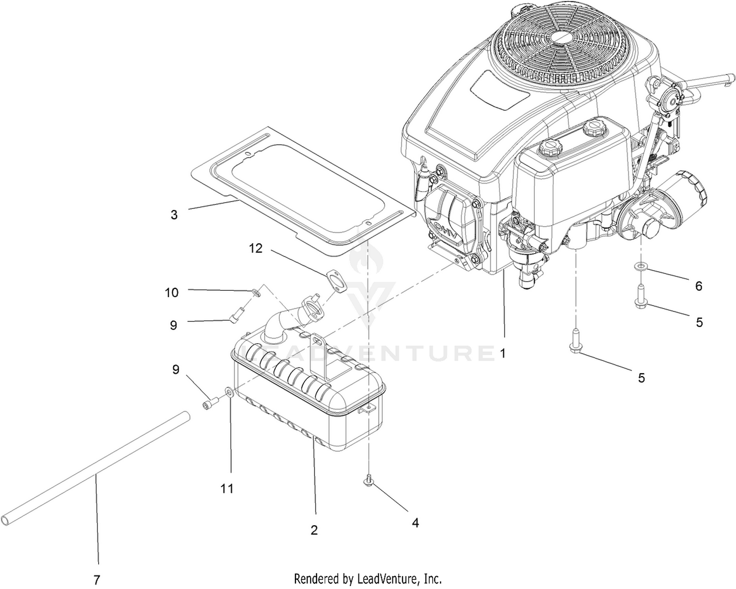 Engine and Muffler Assembly