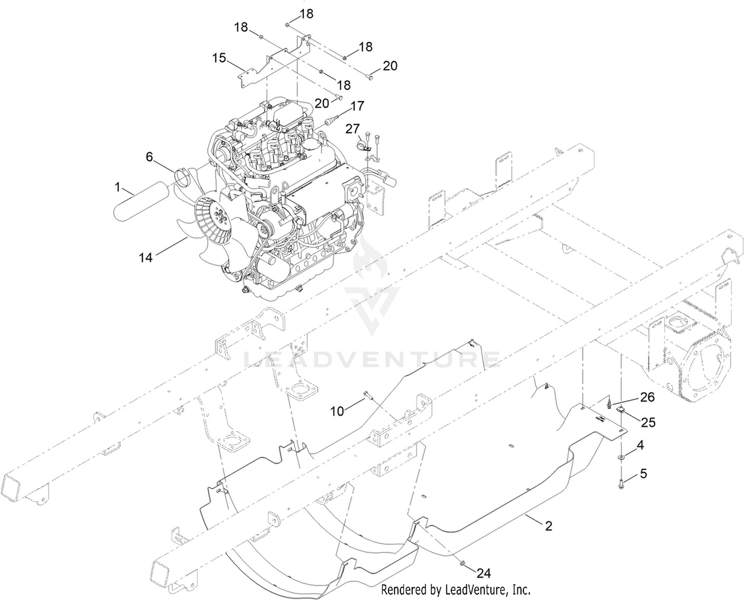 Engine and Shroud Assembly