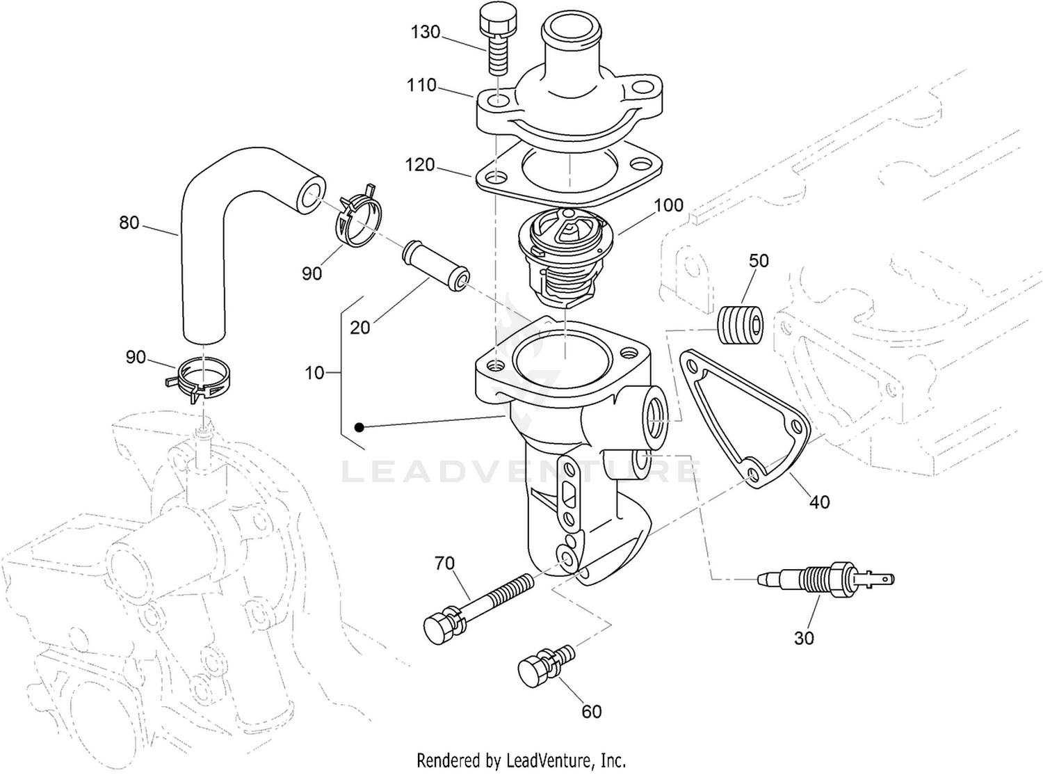 Water Flange and Thermostat Assembly