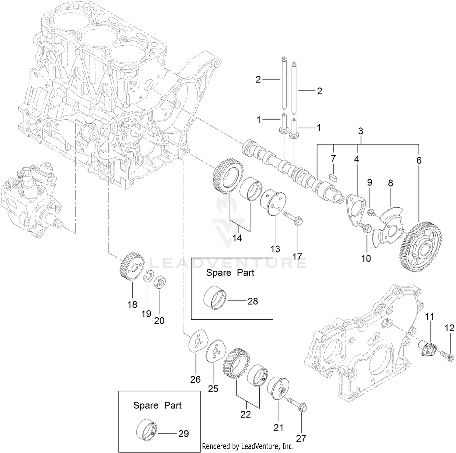 Camshaft and Driving Gear Assembly