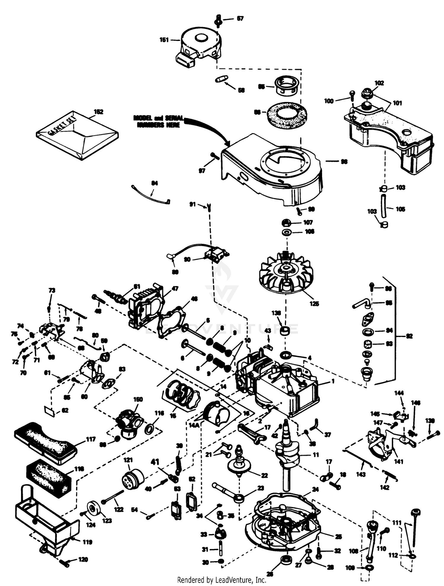 Engine Tecumseh Model No. Tvs90-43228d