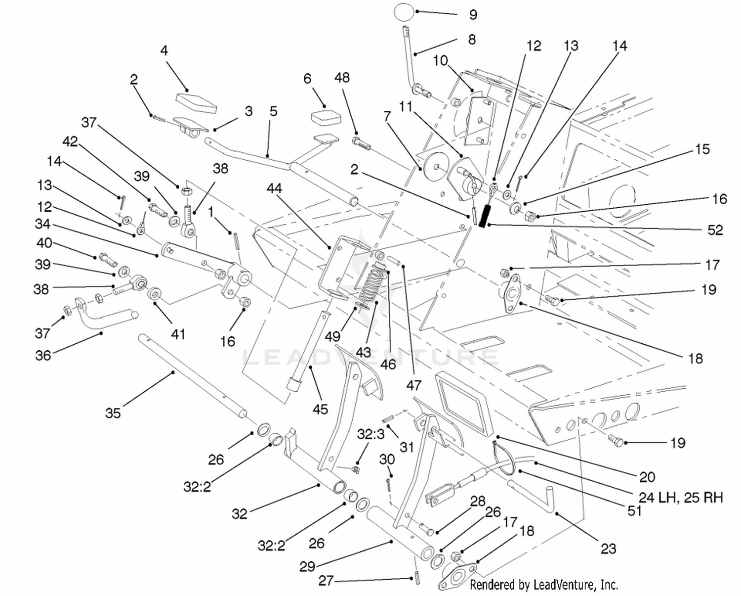 Traction And Brake Pedal Assembly