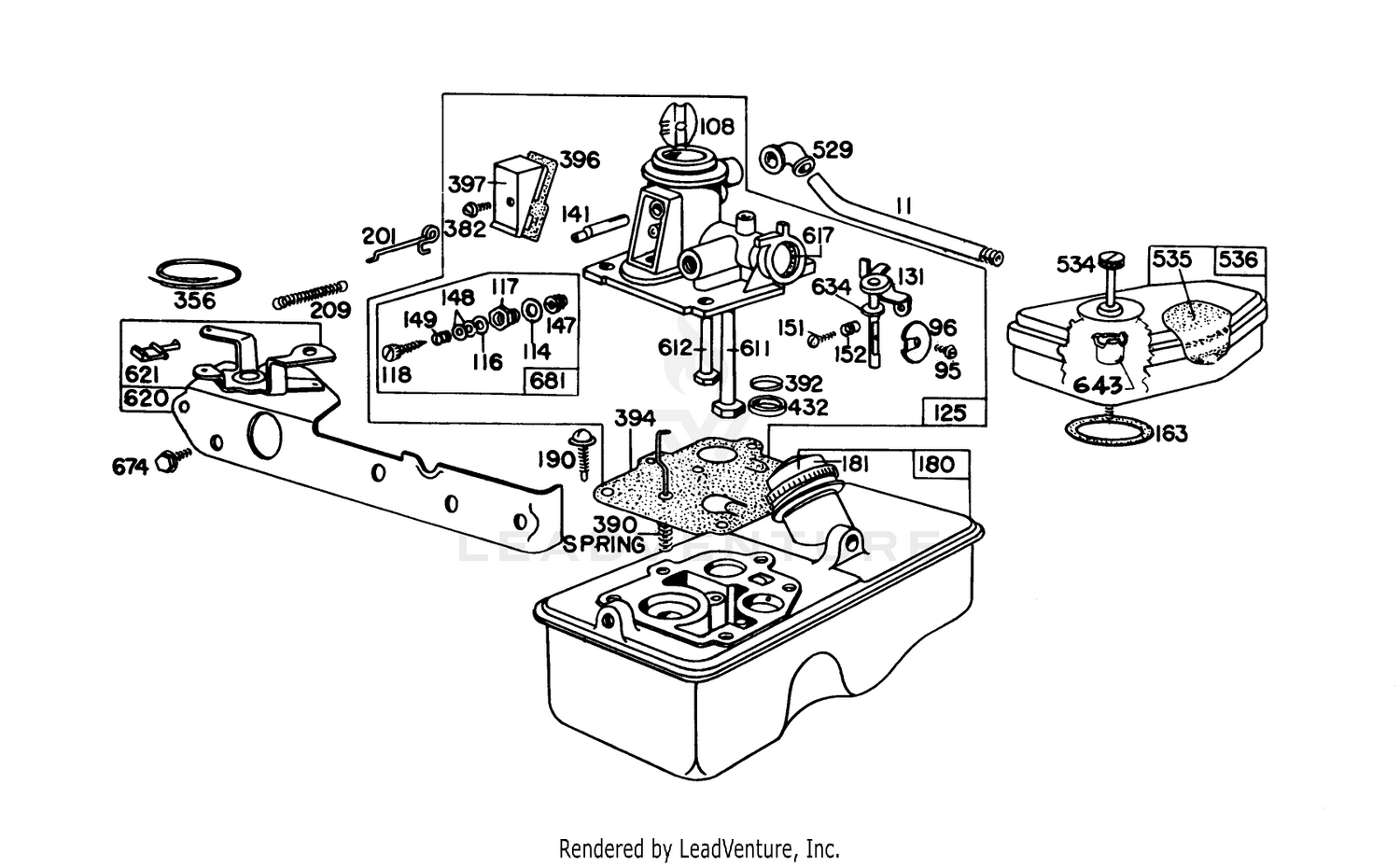 Carburetor Assembly Briggs  Stratton Model No. 92908-1934-01