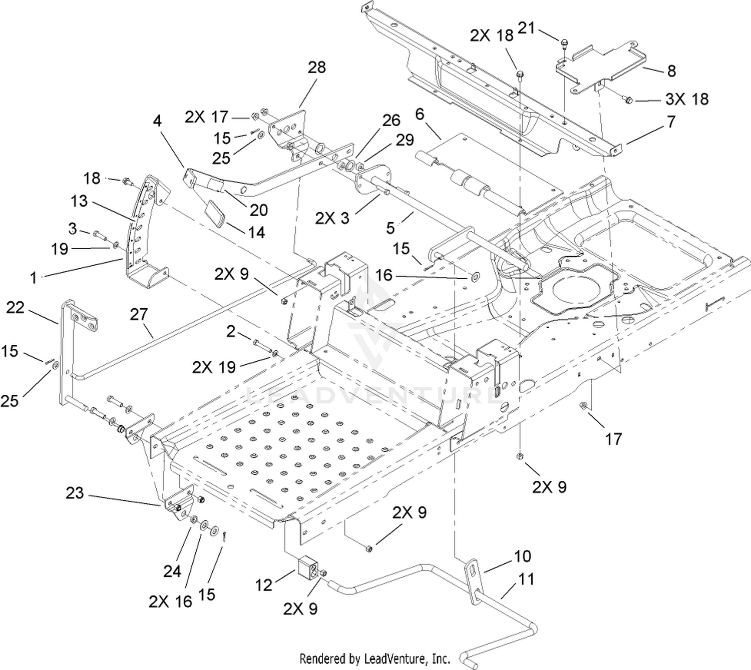 Deck Lift and Seat Support Assembly
