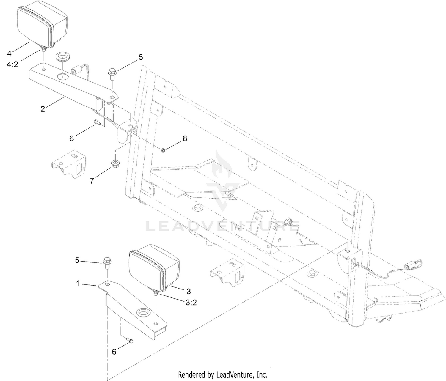 Headight Assembly for Machines with a Cab only