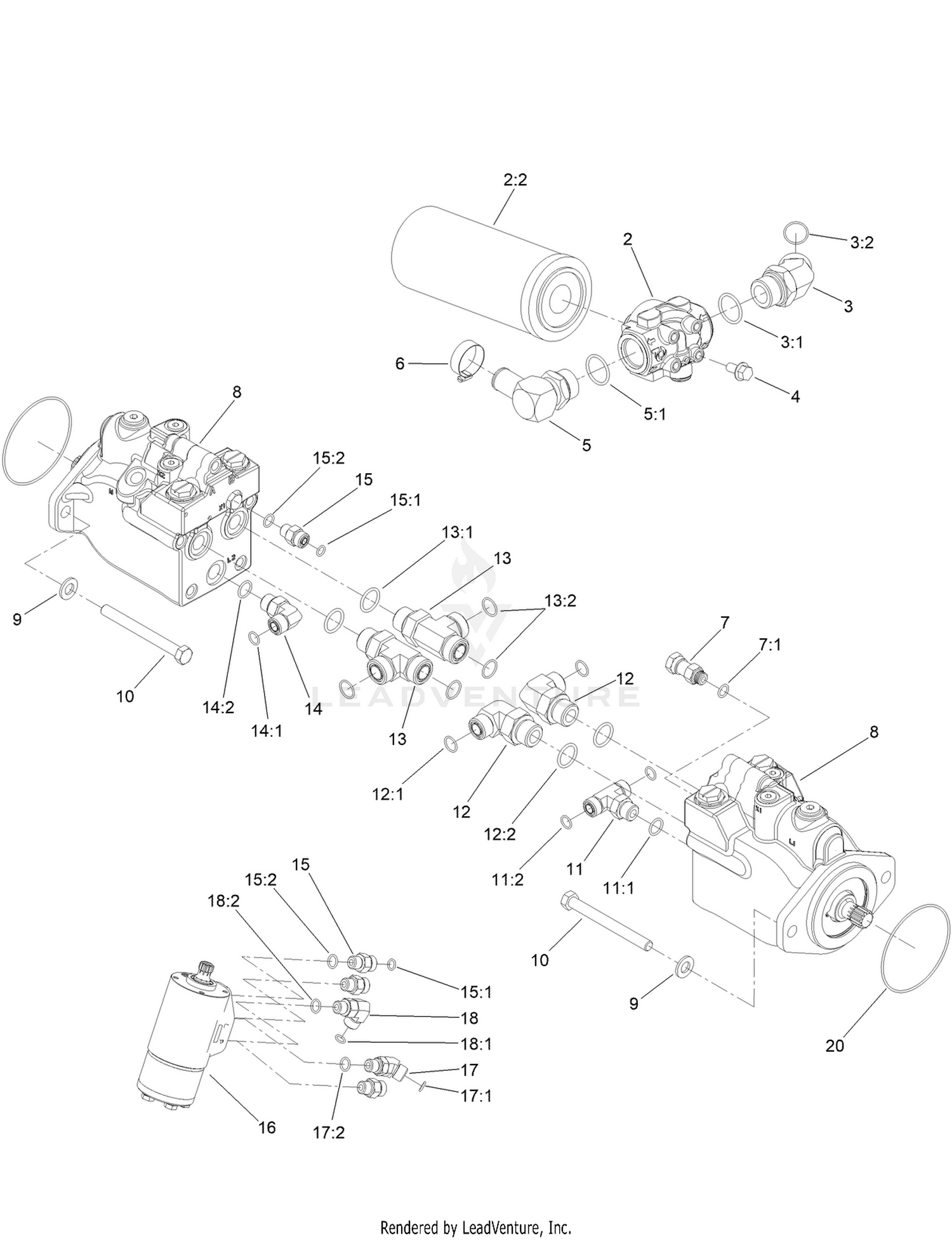 Drive Motor, Steer Valve and Filter Head Assembly