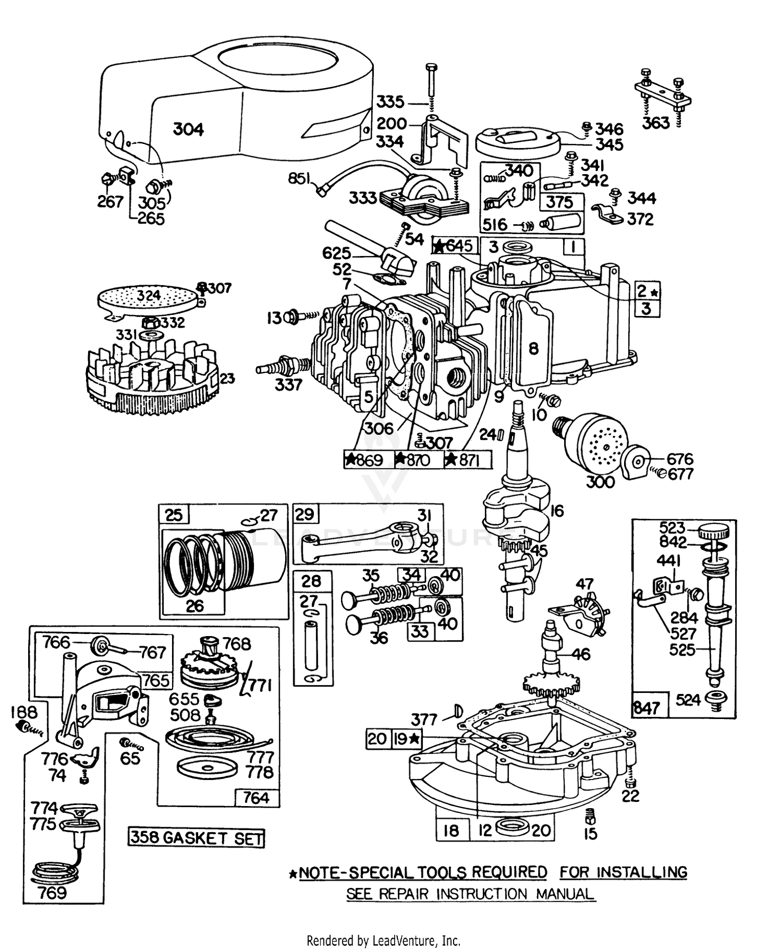 Engine Briggs  Stratton Model 92908-2053-01 Engine Briggs  Stratton Model 93508-0195-01 For 21" Hand Propelled Model 16310