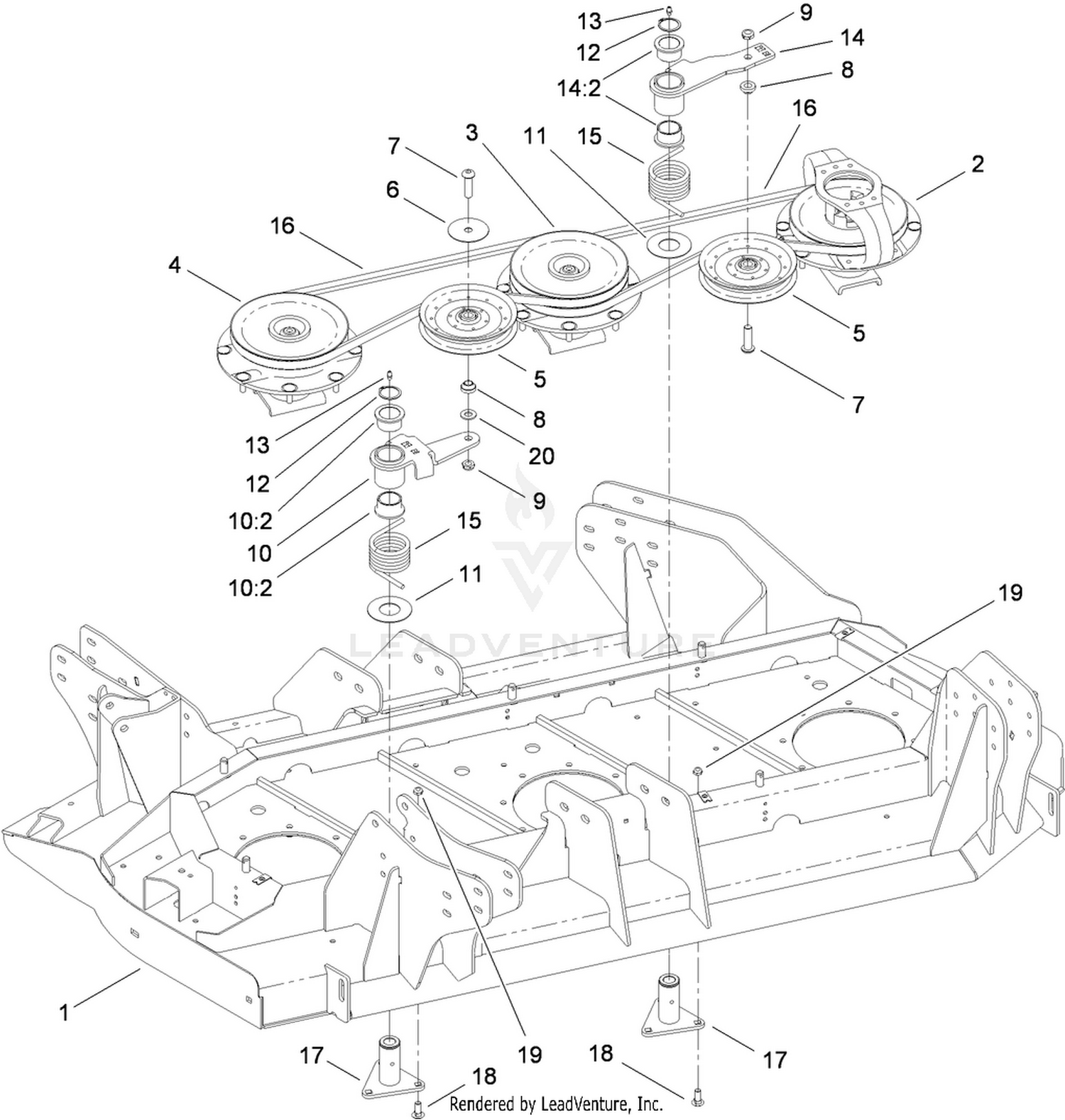 Left Deck  Belt and Pulley Assembly