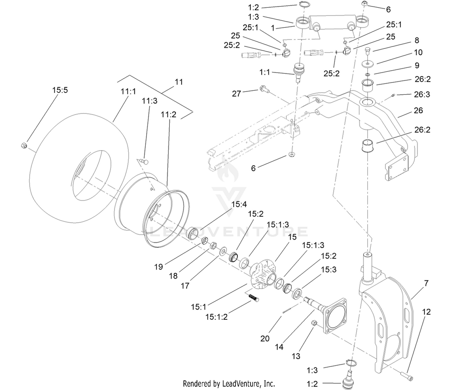 Rear Fork and Tire Assembly