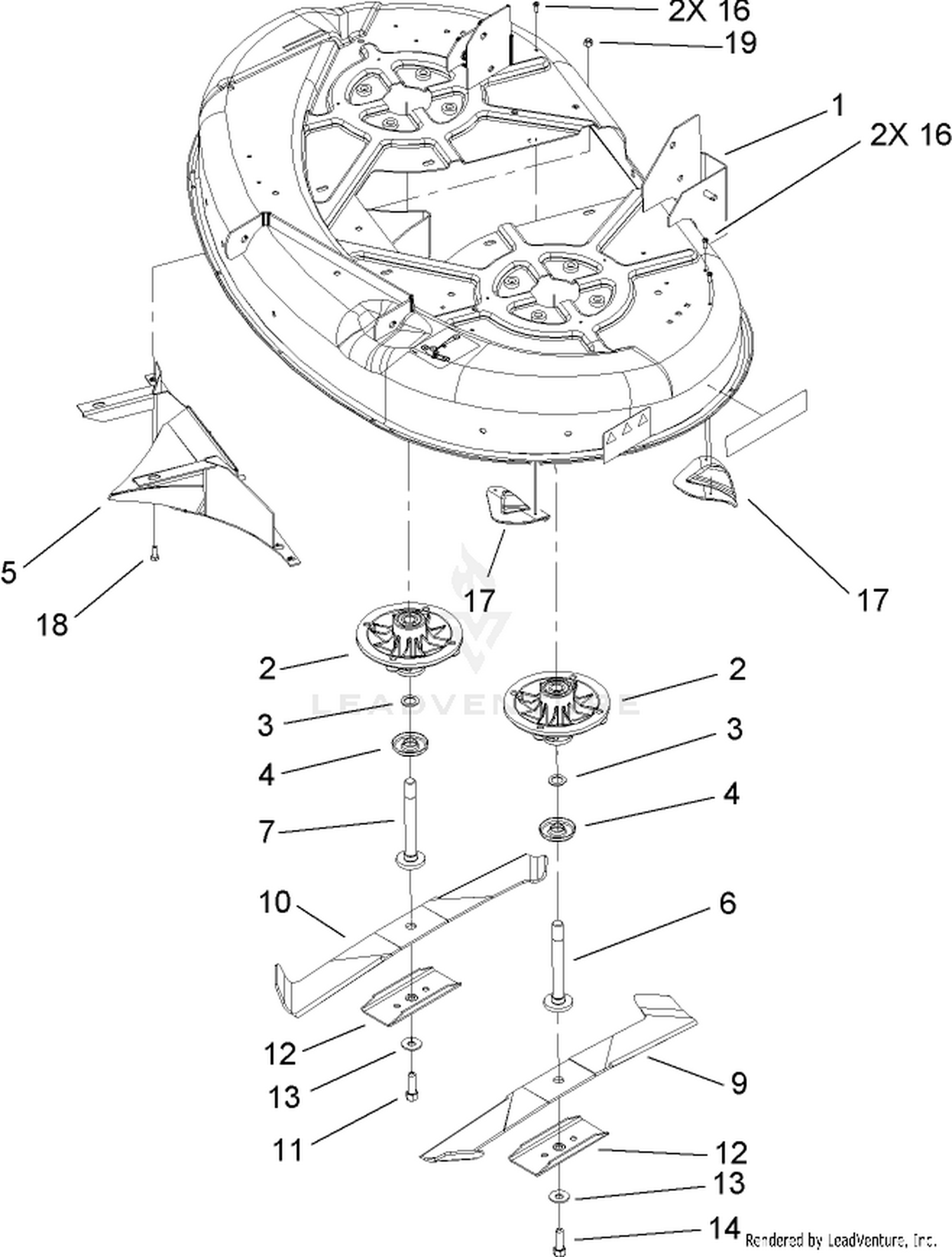 42 Inch Bottom Deck Assembly