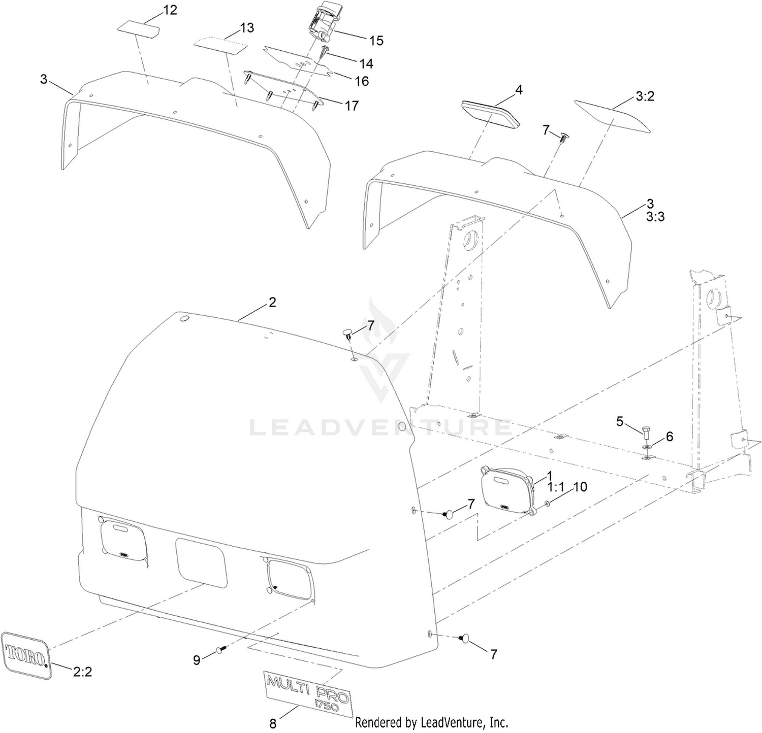 Hood, Dash and Headlight Assembly