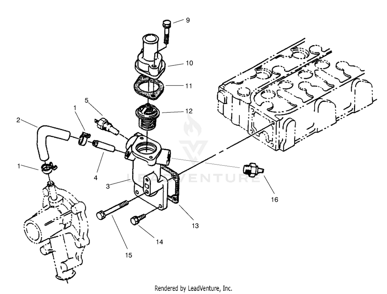 Water Flange  Thermostat Assembly