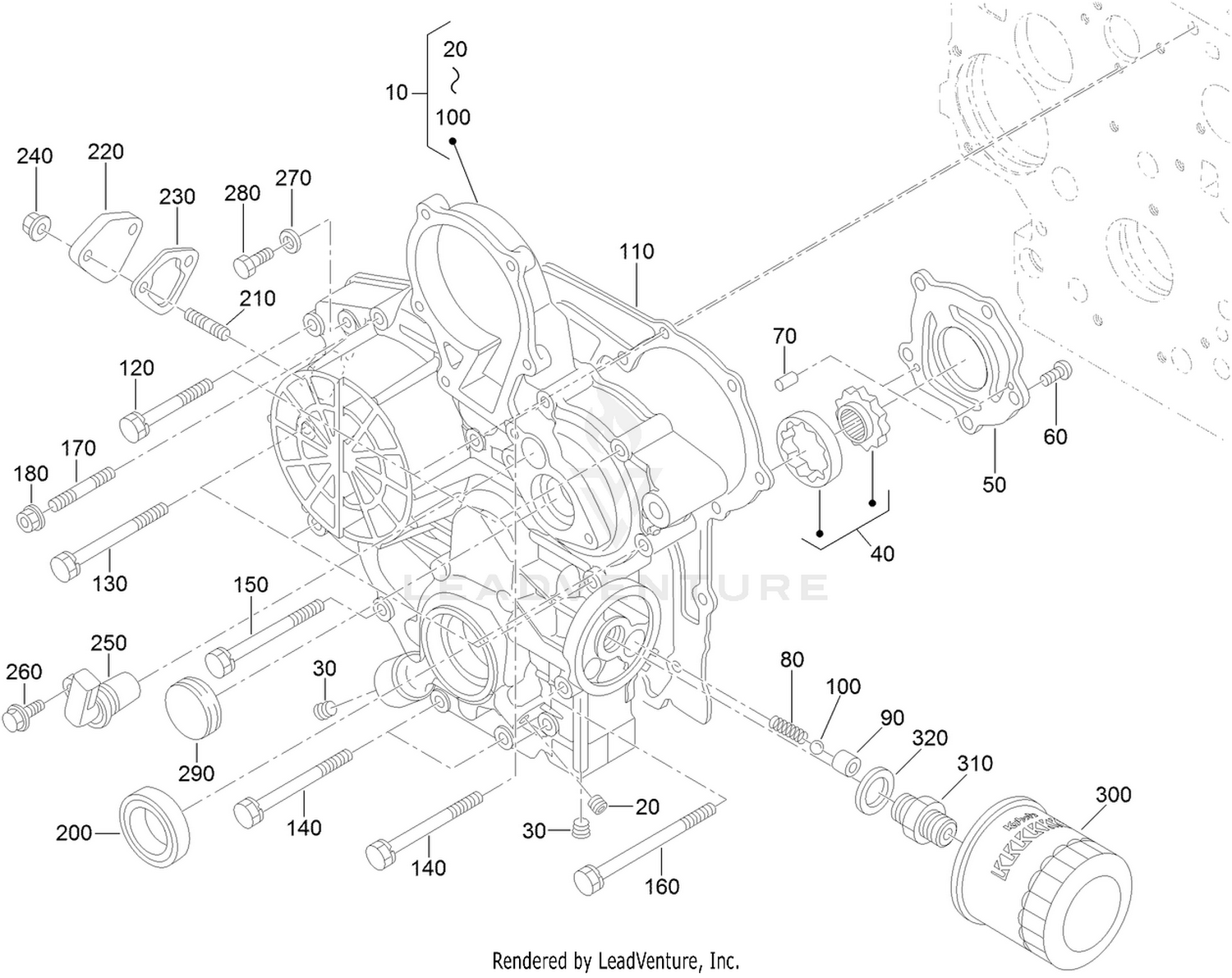 Gear Case and Oil Filter Cartridge Assembly