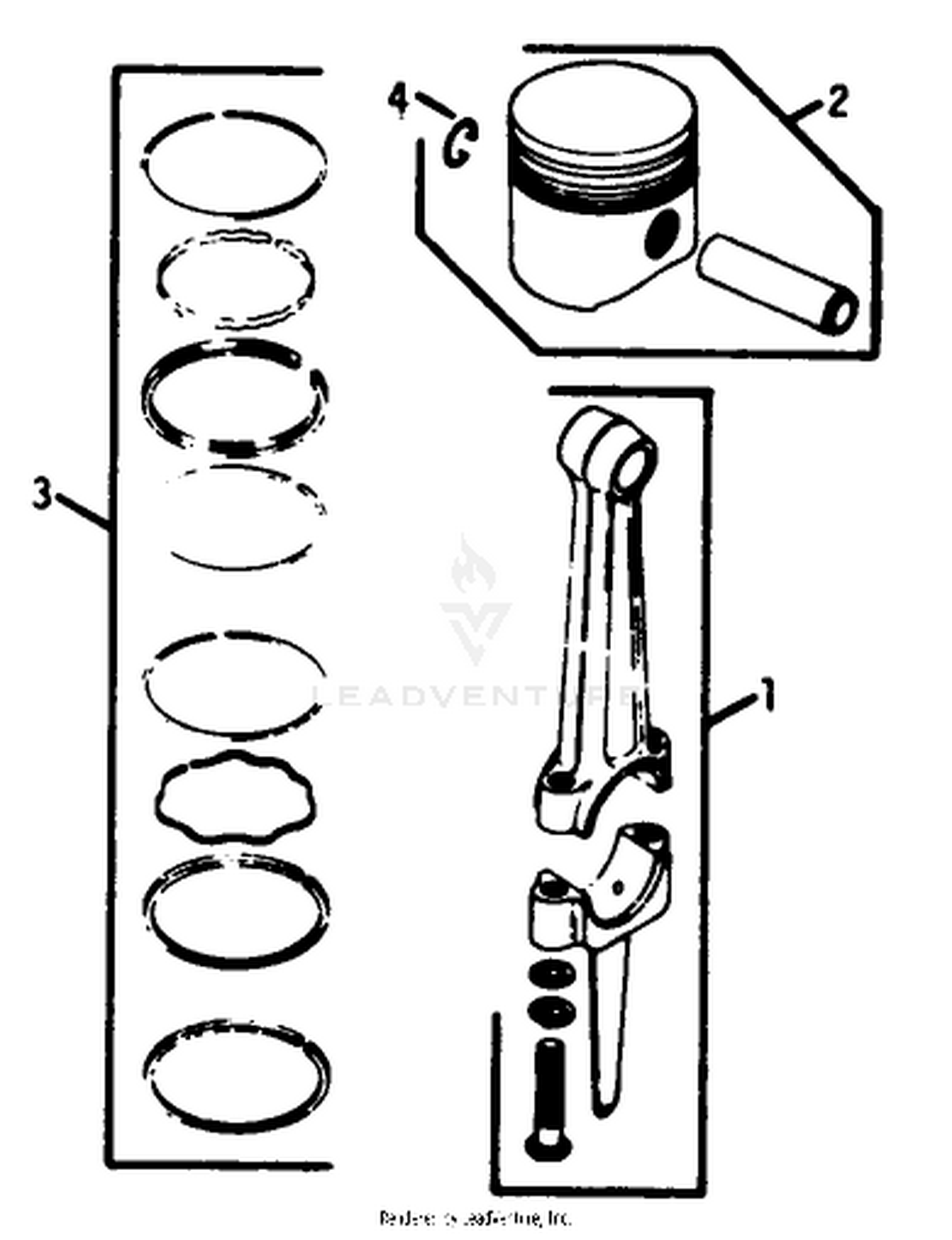 Piston  Rod-Engine Assembly Kohler Model K-321s Spec. No. 60407