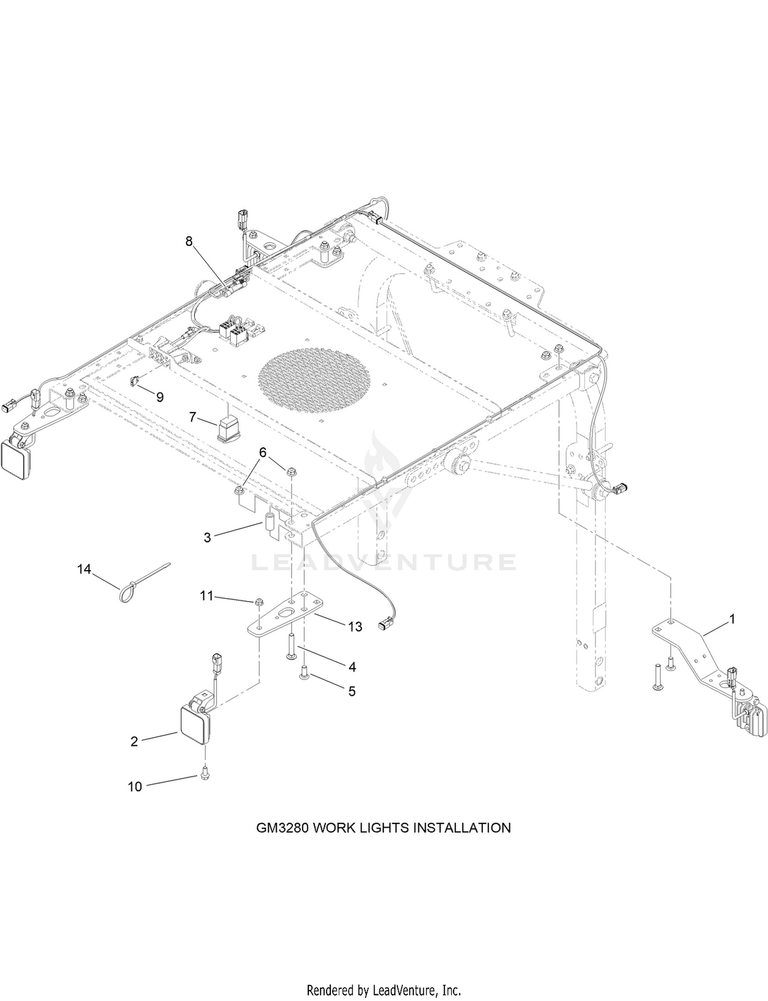 Sunshade Work Light Assembly No. 140-1554  Groundsmaster 3280 Installation