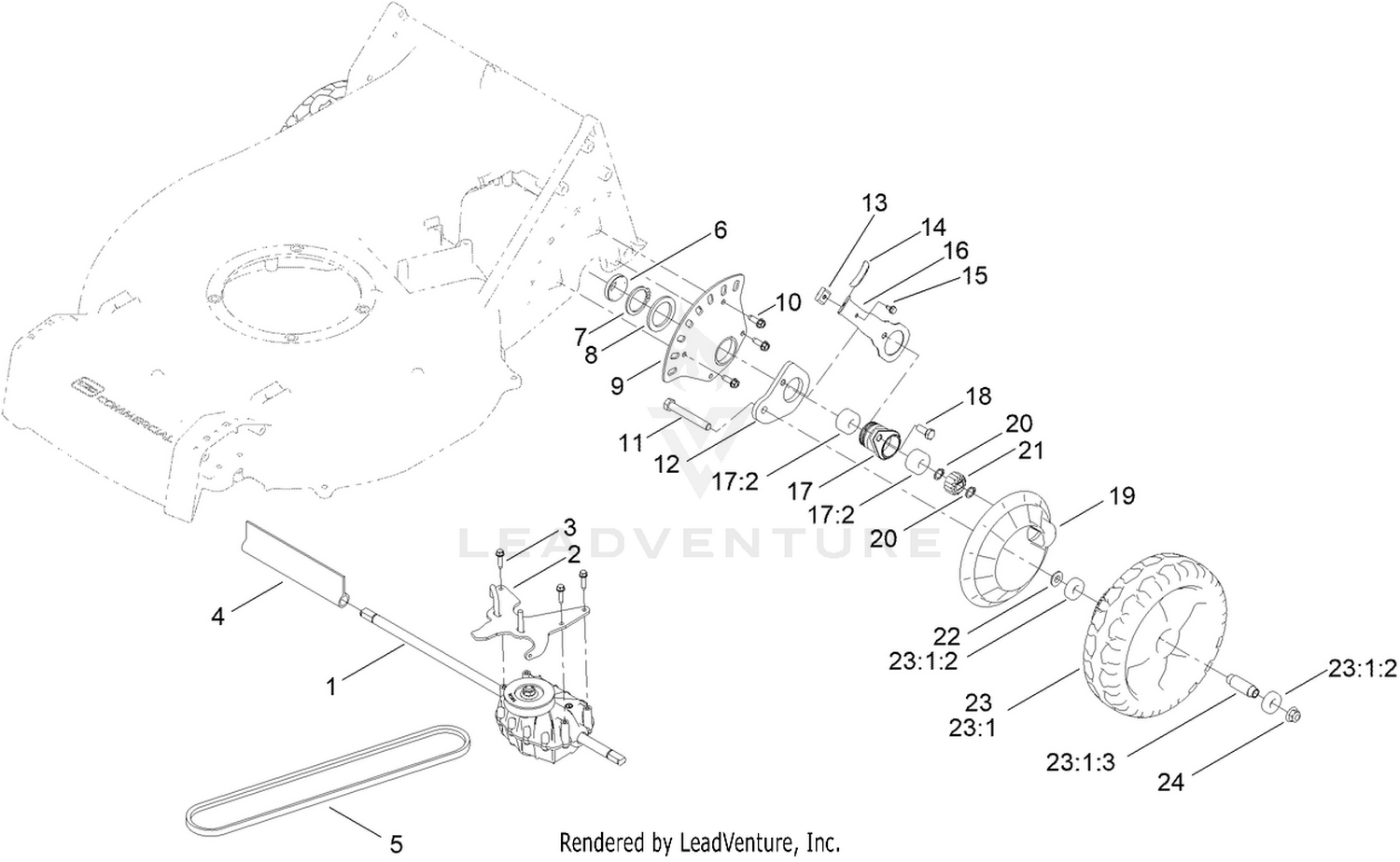 Transmission and Rear Wheel Assembly