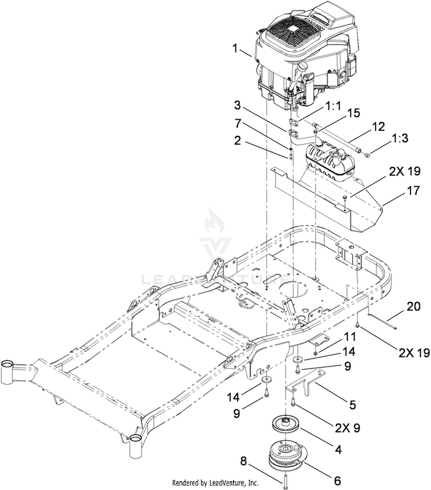 Engine, Clutch and Exhaust Assembly
