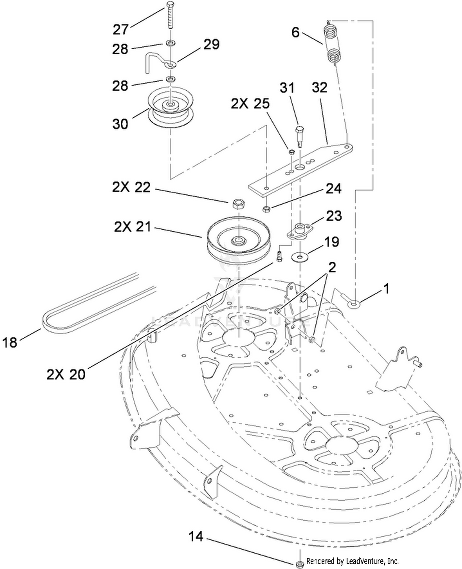 38 Inch Deck Blade Drive and Brake Assembly