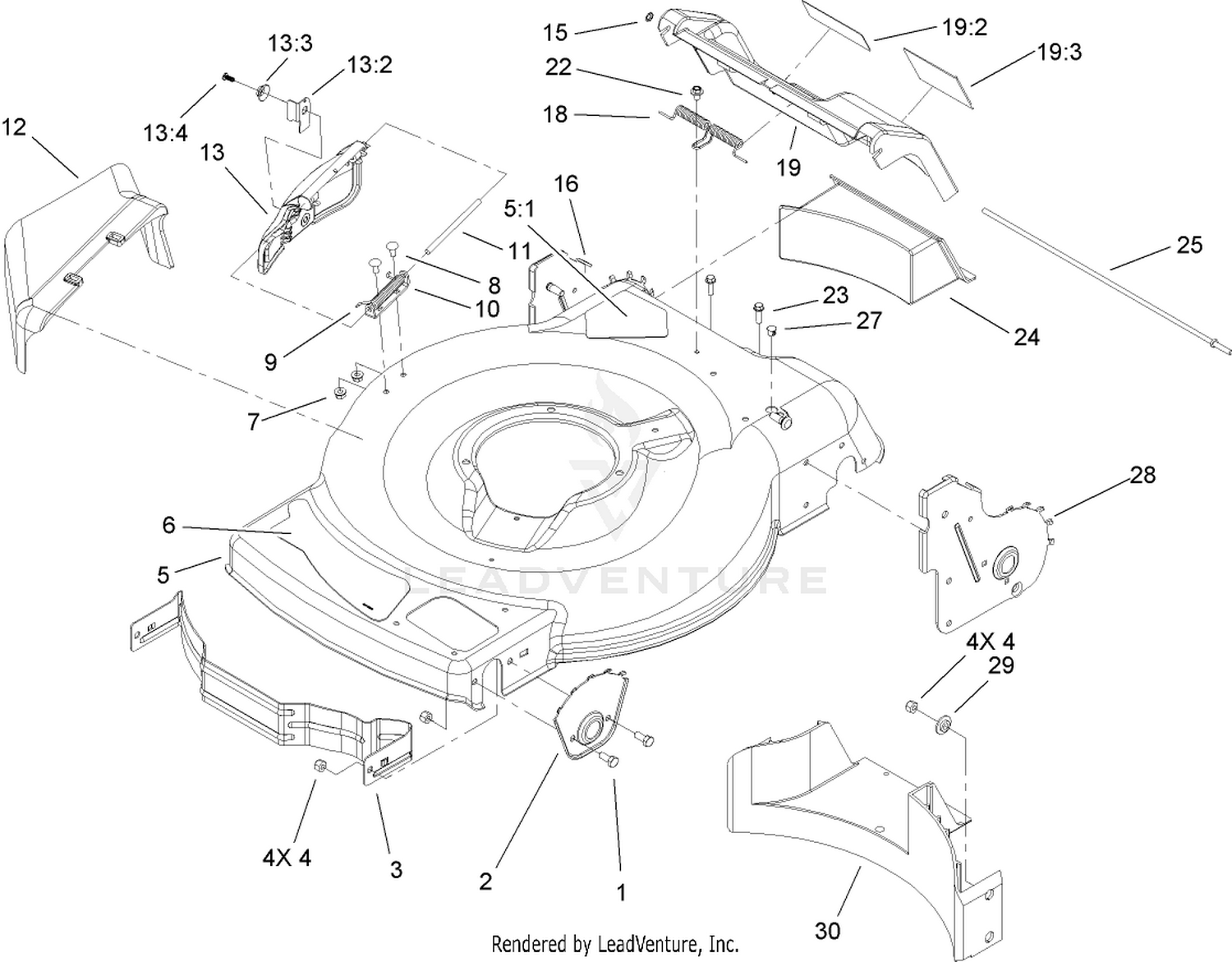 Deck, Side Chute and Rear Door Assembly