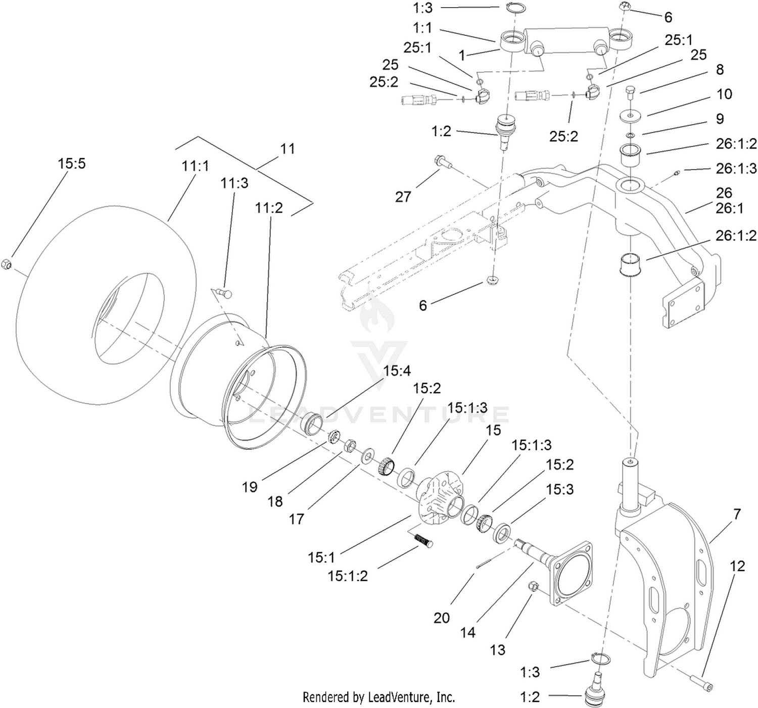 Rear Fork and Tire Assembly