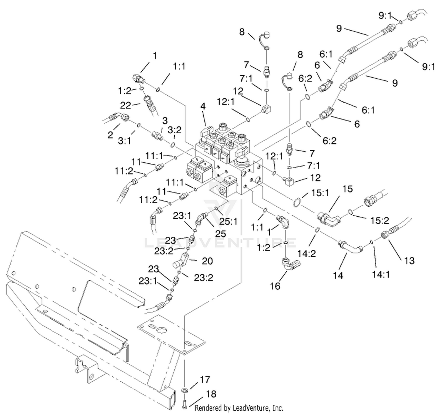 Hydraulic Control Block And Hoses Assembly