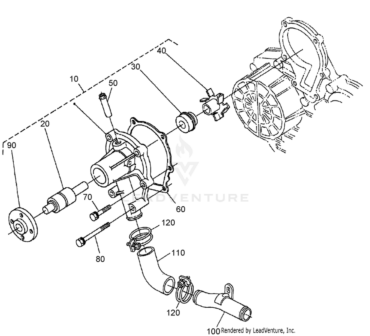 Water Pump and Pipe Assembly