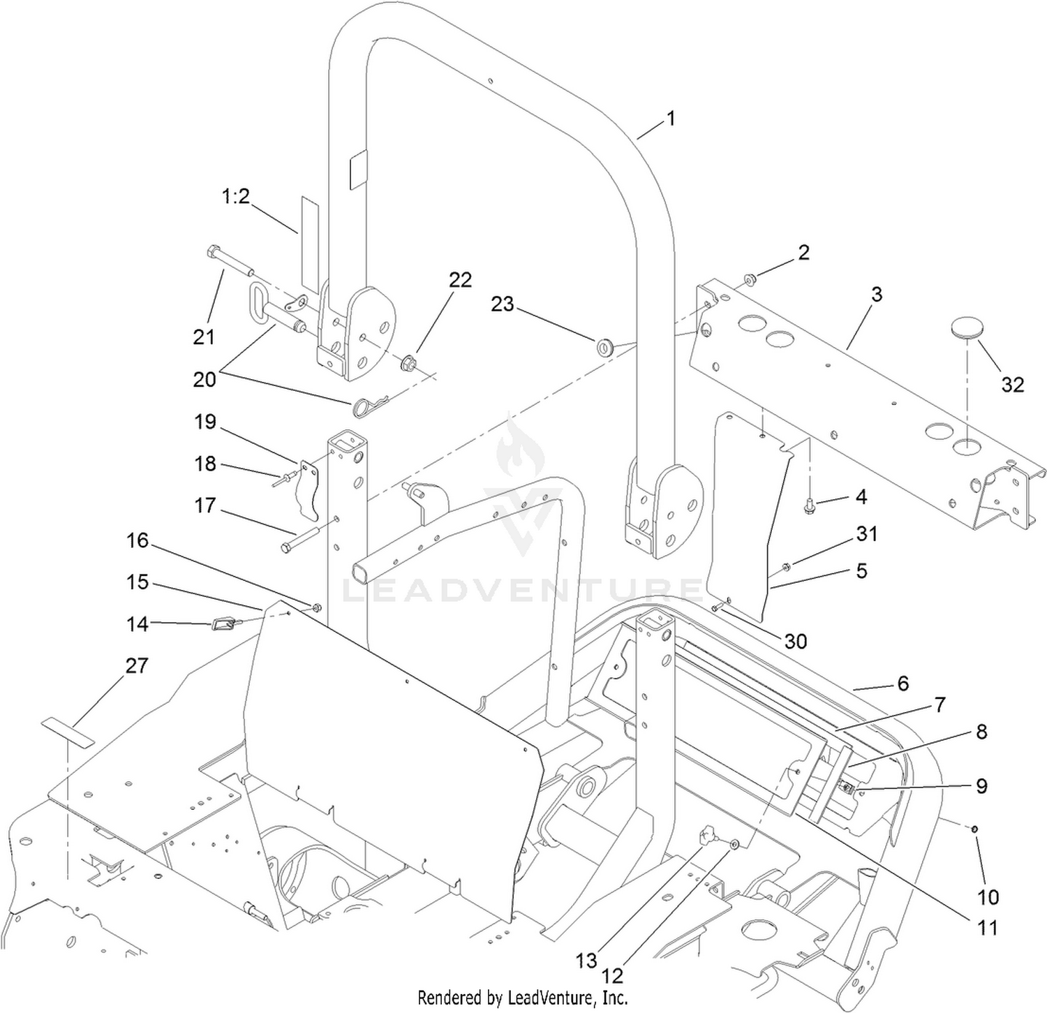 Rear Frame and ROPS Assembly