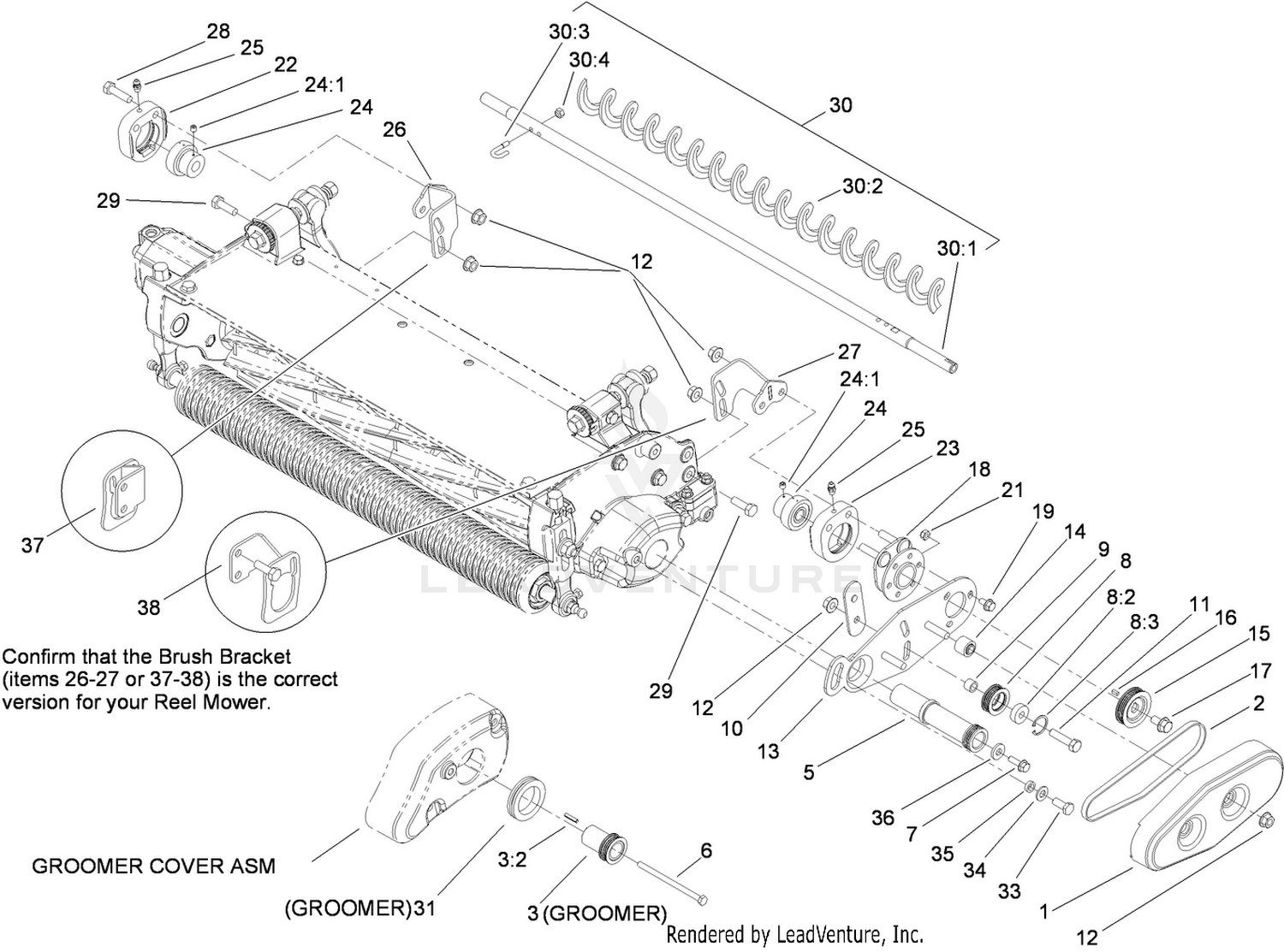 Right Hand Roller Brush Assembly