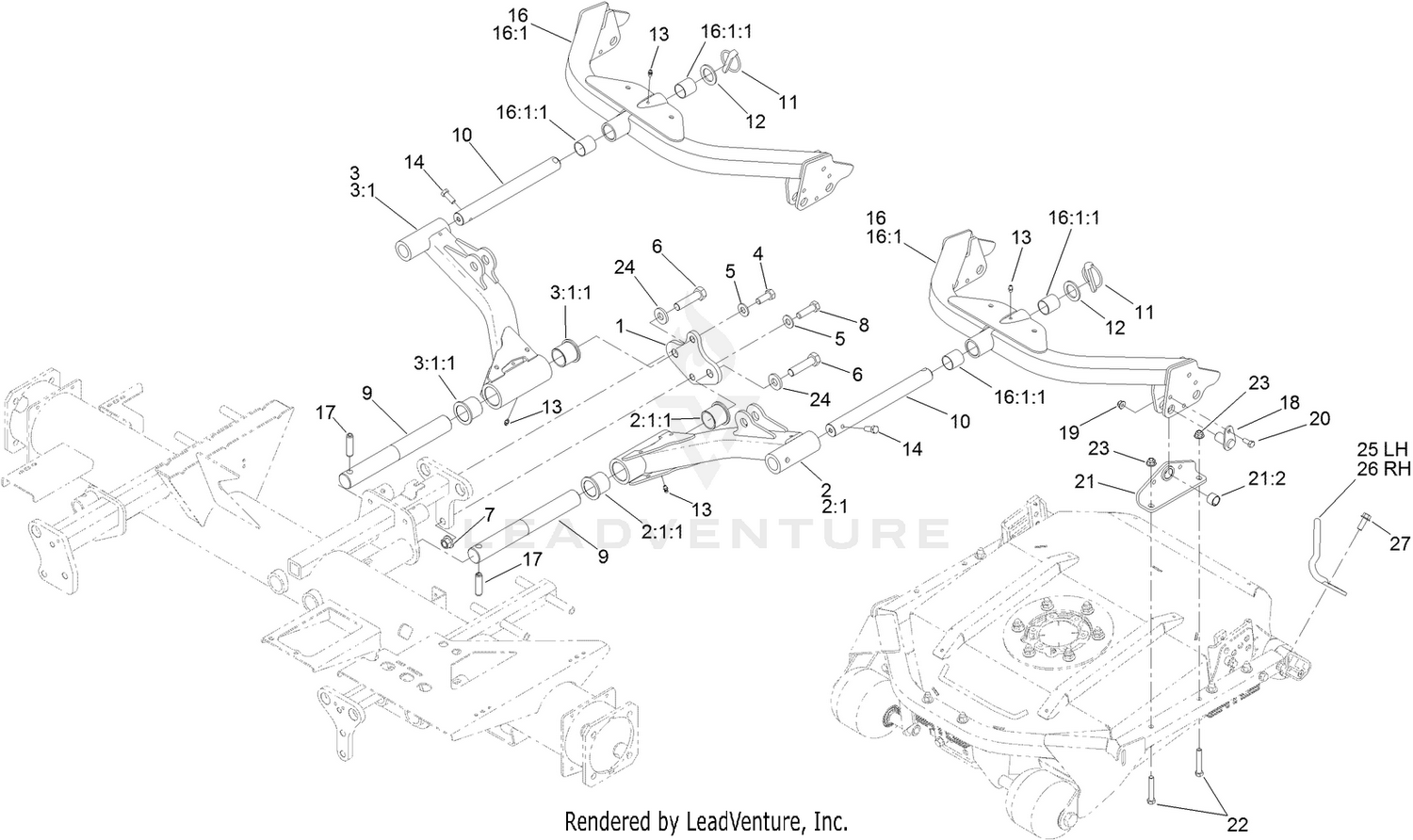 No. 2 and 3 Lift Arm and Deck Assembly