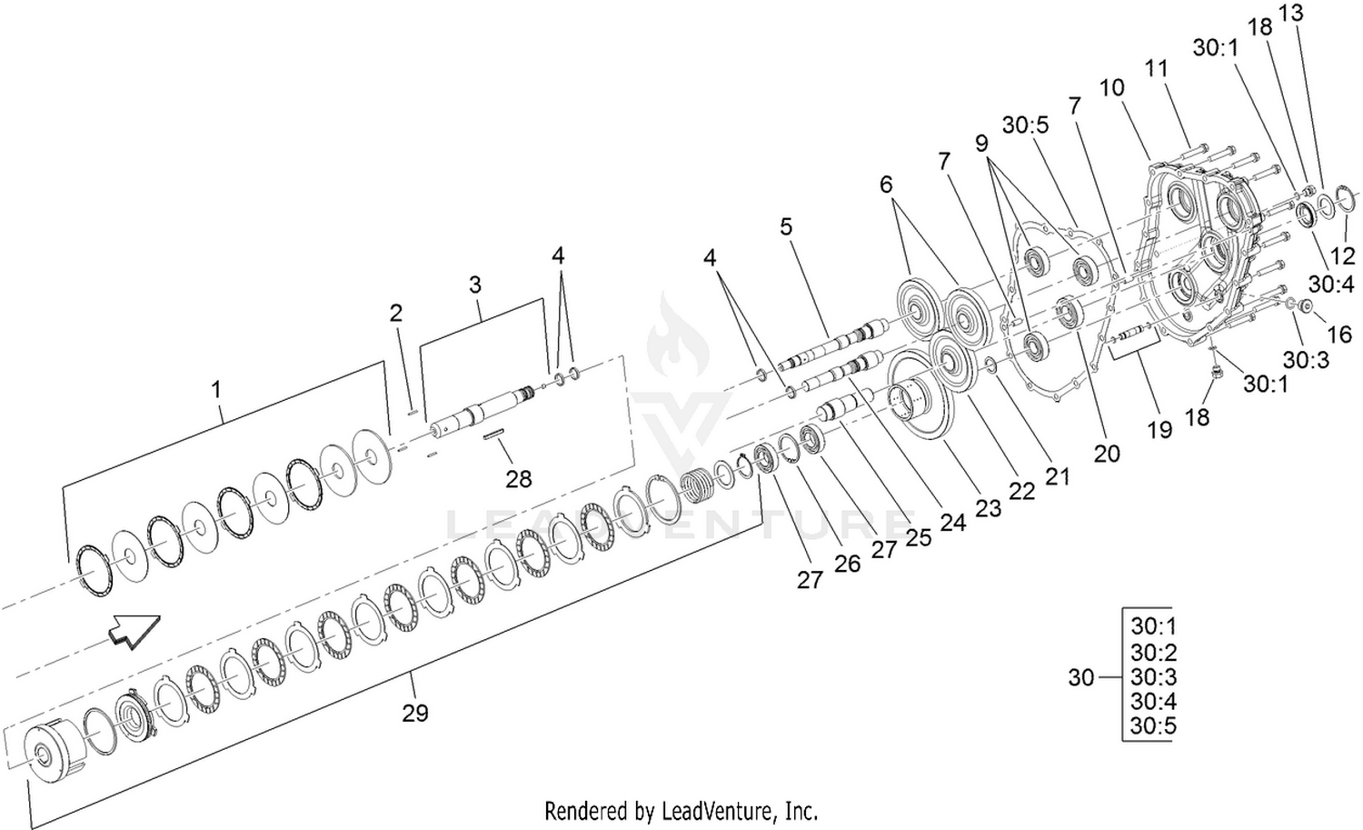 Gear Case and Clutch Assembly  Transmission Assembly No. 120-9140