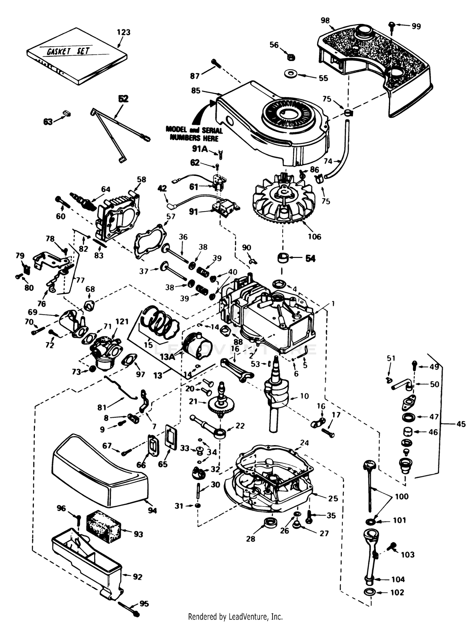 Engine Tecumseh Model No. Tnt 100-10084e