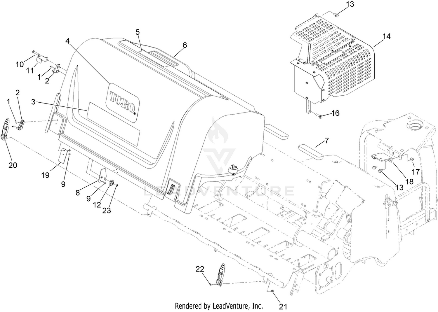 Rear Hood and Muffler Shield Assembly