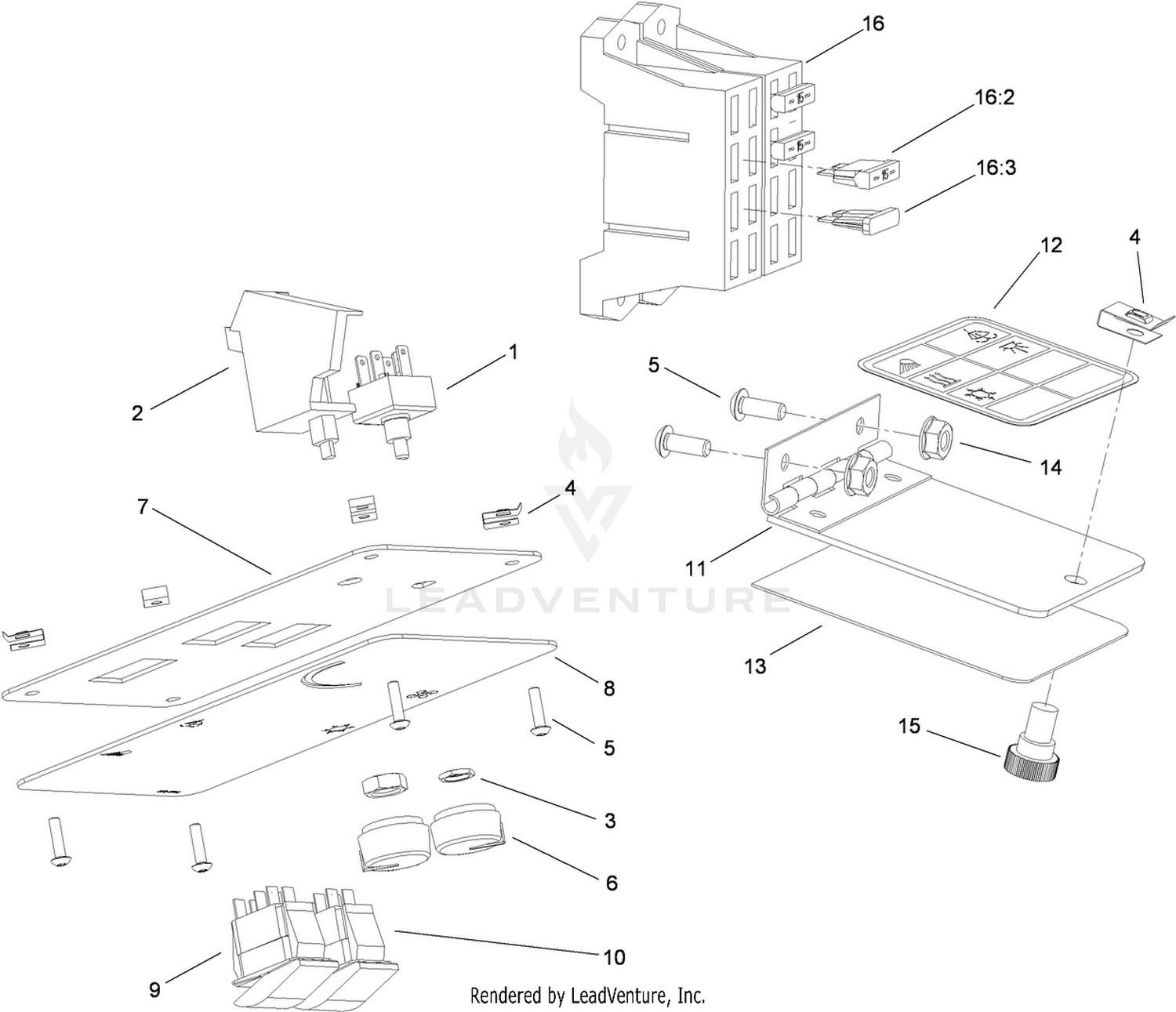 Switchplate and Fuse Block Cover  Cab Assembly