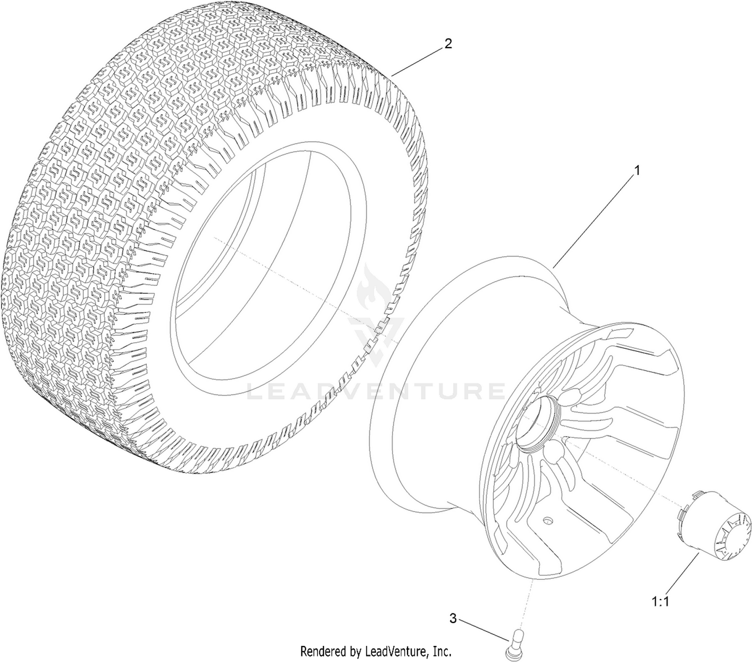 Aluminum Wheel and Tire Assembly No. 139-4649