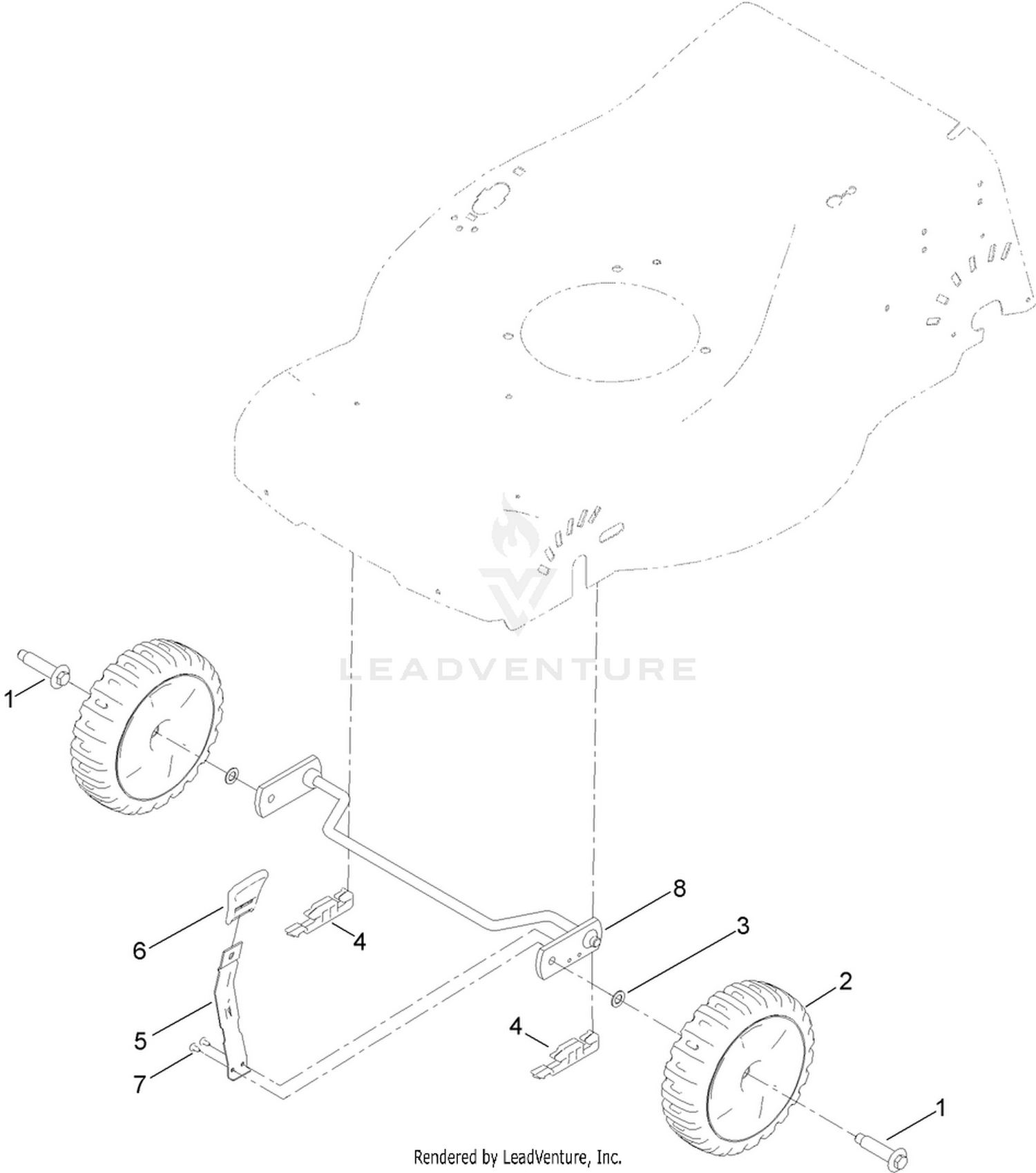 Front Wheel and Height-of-Cut Assembly