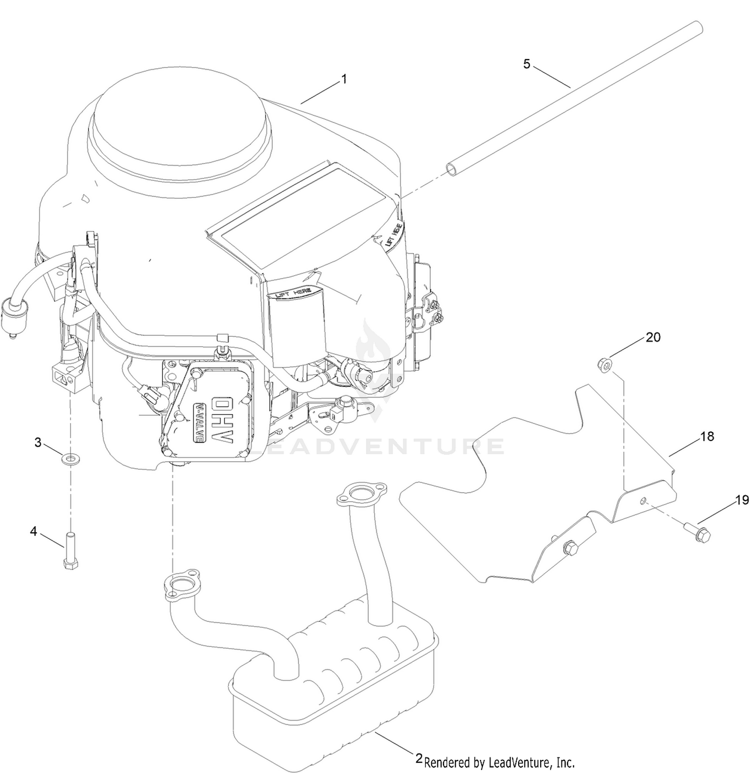 Engine and Muffler Assembly