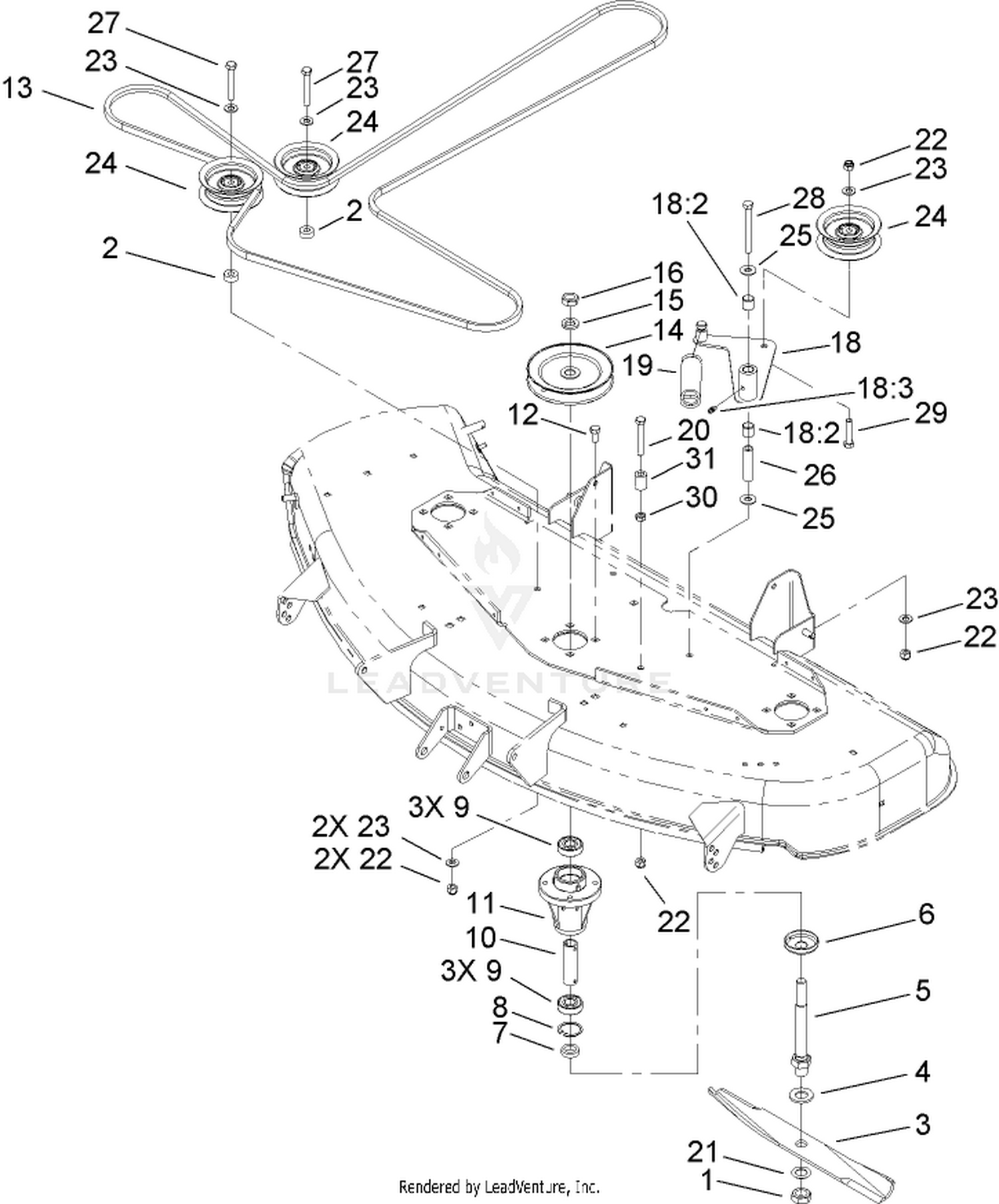 48in Spindle and Belt Drive Assembly